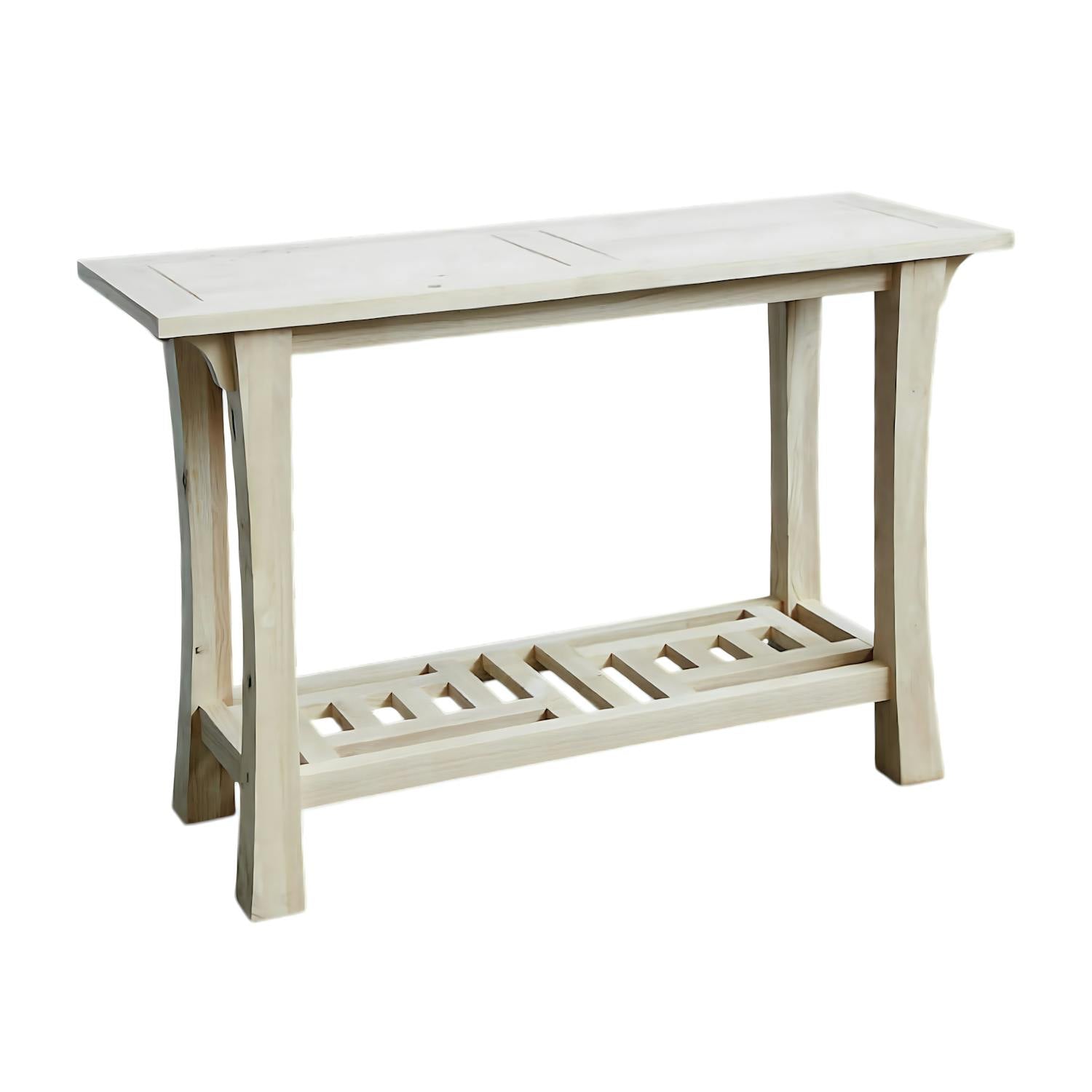 Console Chinoise Hévéa double plateaux - dont un ajouré - et pieds galbés 115x40x76cm MAORI