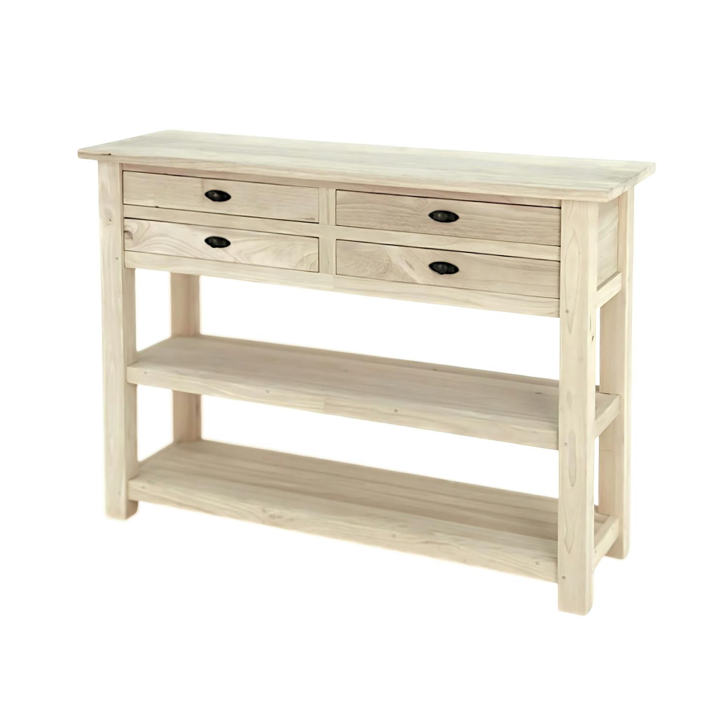 Console drapier avec tiroirs bois hévéa 125cm TRADITION