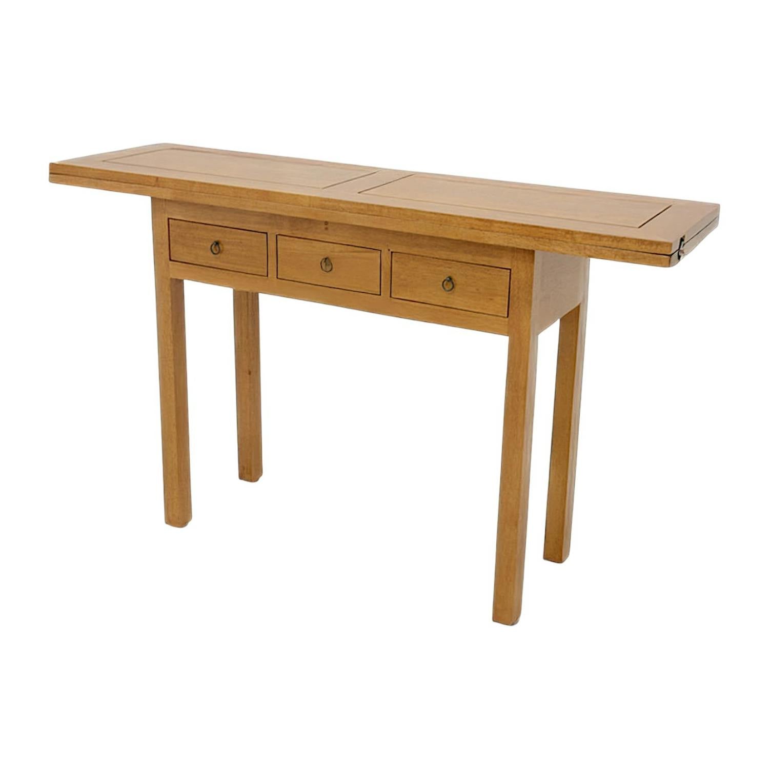 Console extensible en table à tiroirs hévéa 140cm HELENA