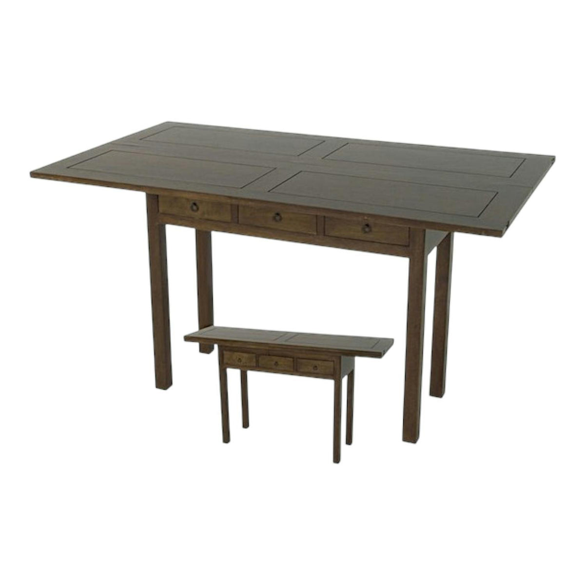 Console extensible en table à tiroirs hévéa 140cm HELENA