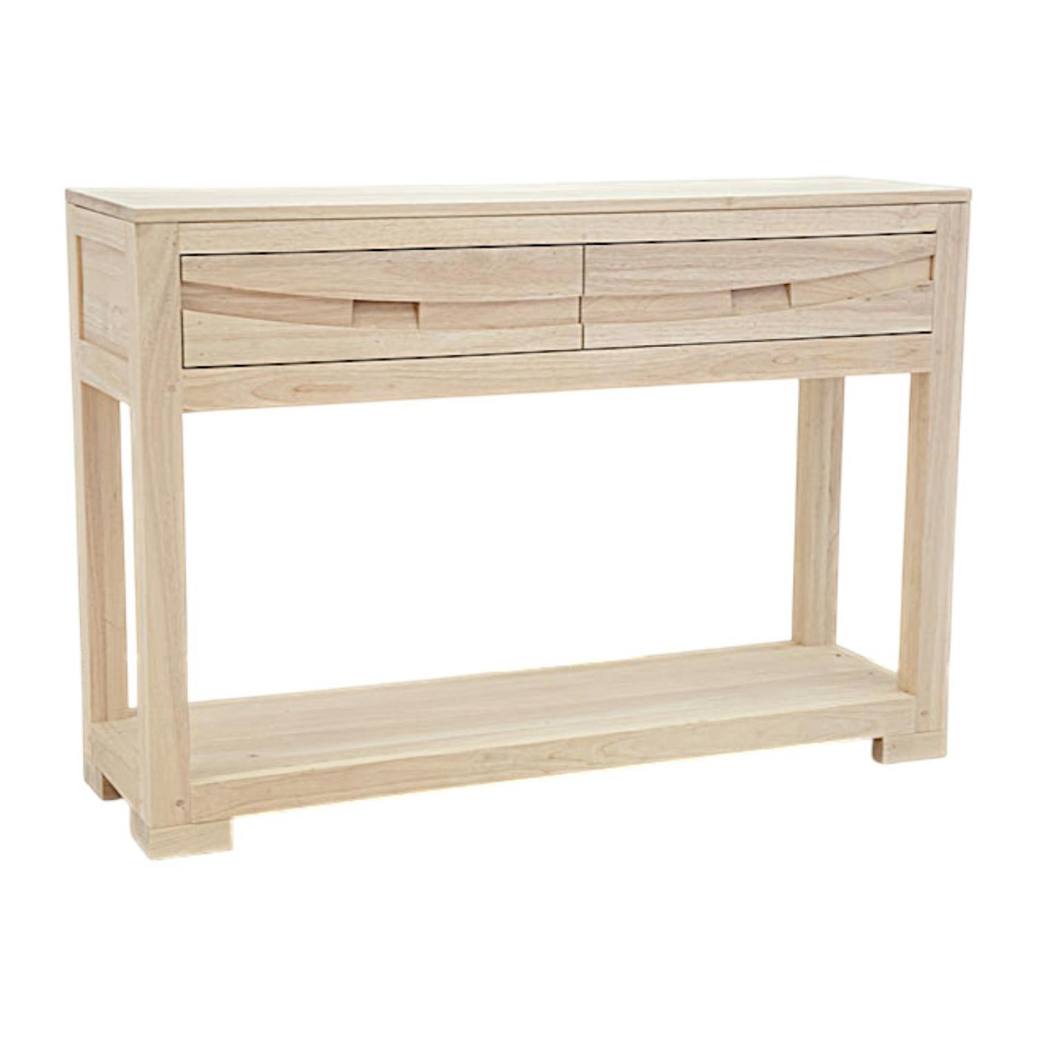 Console Hévéa 2 tiroirs, double plateaux 110x34x76cm NIAGARA