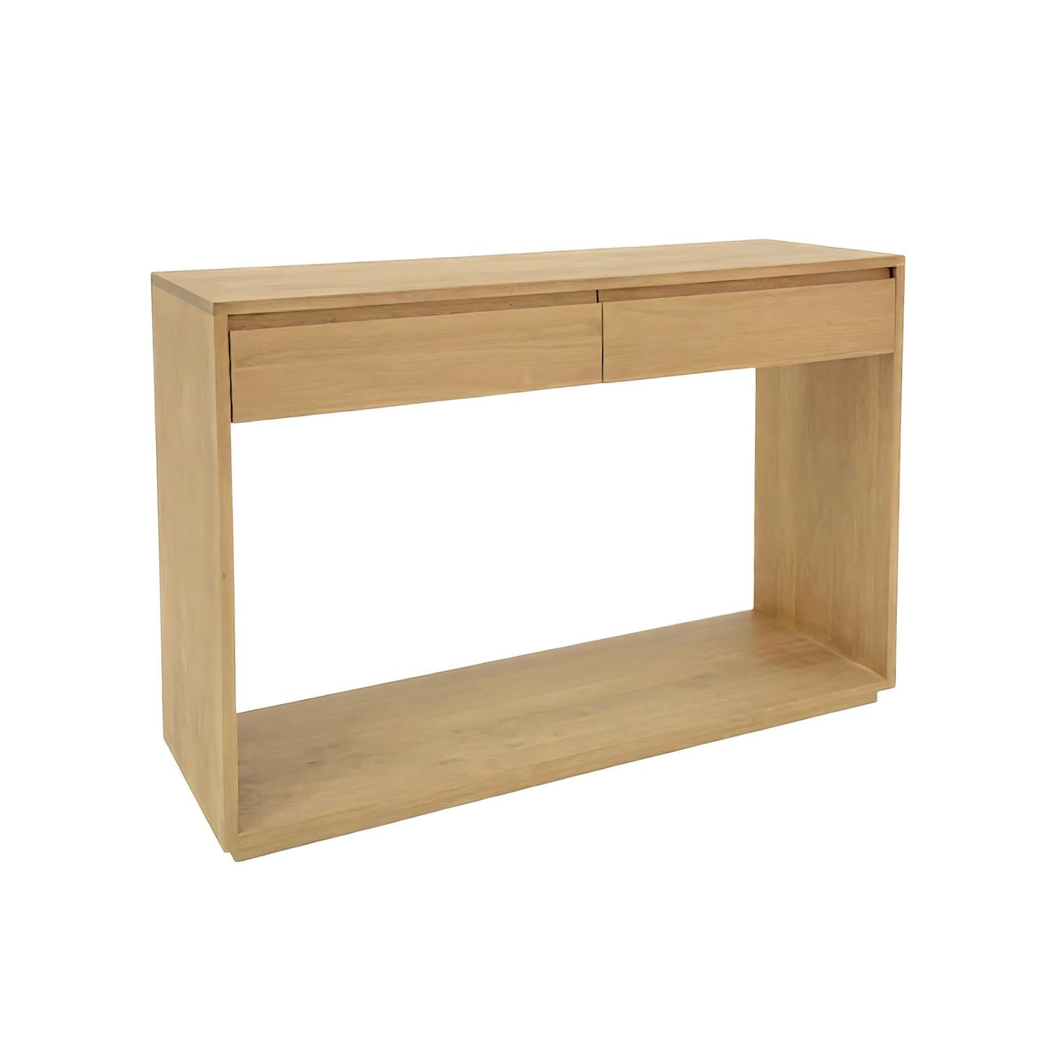 Console Hévéa 2 tiroirs, double plateaux 120x40x85cm BALTIC