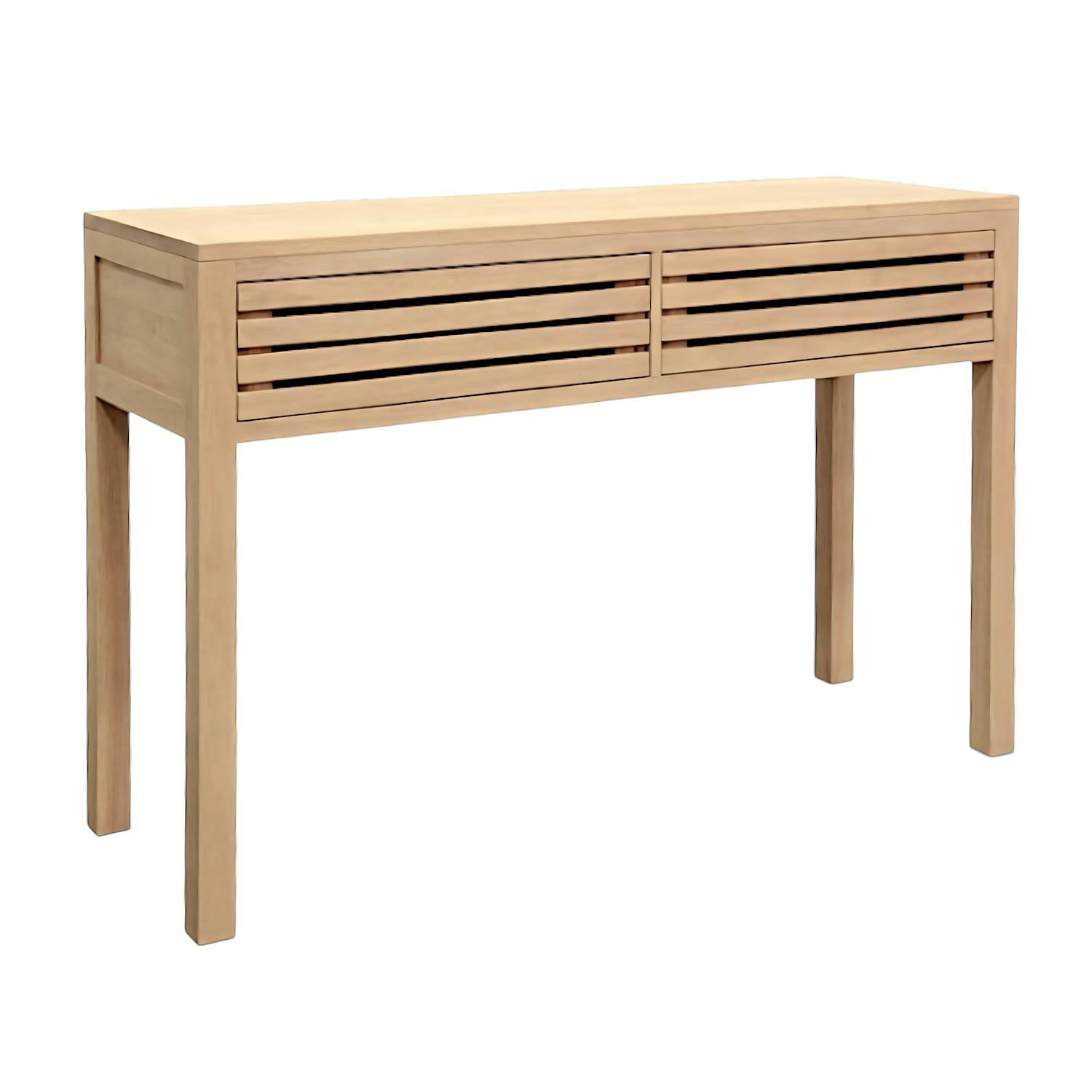 Console Hévéa 2 tiroirs façade Persienne 120x40x80cm NEW ORLEANS