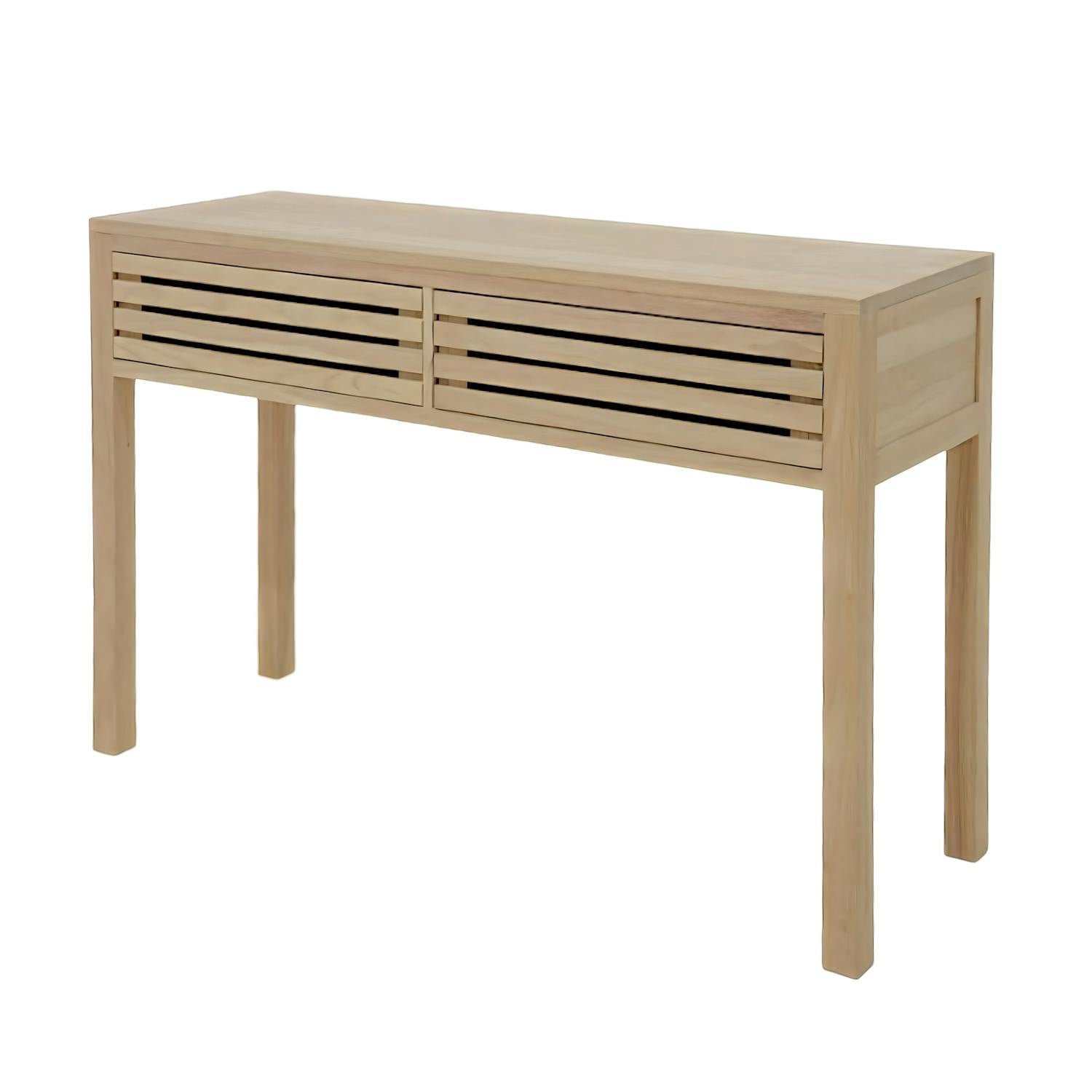 Console Hévéa 2 tiroirs façade Persienne 120x40x80cm NEW ORLEANS