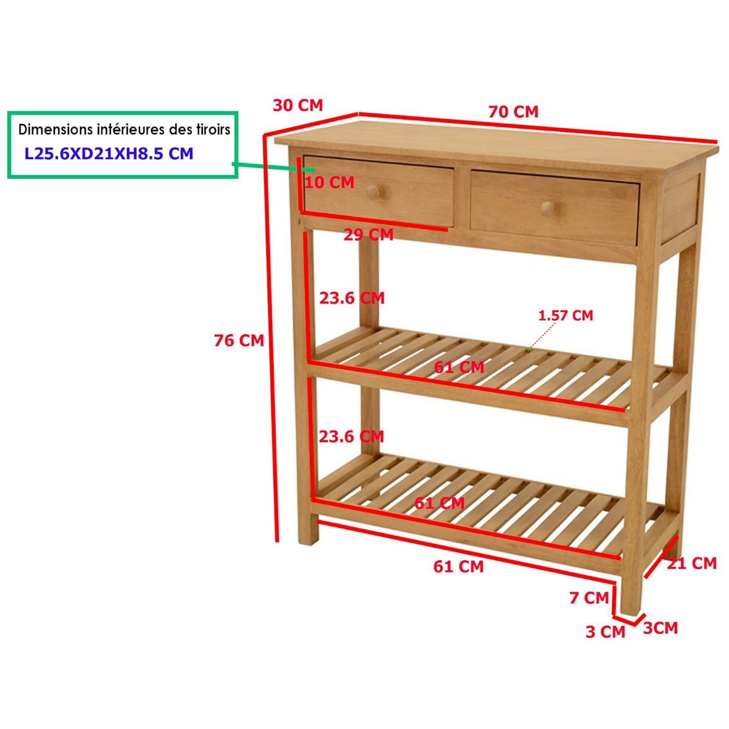 CONSOLE TRADITION 2 tiroirs 70CM