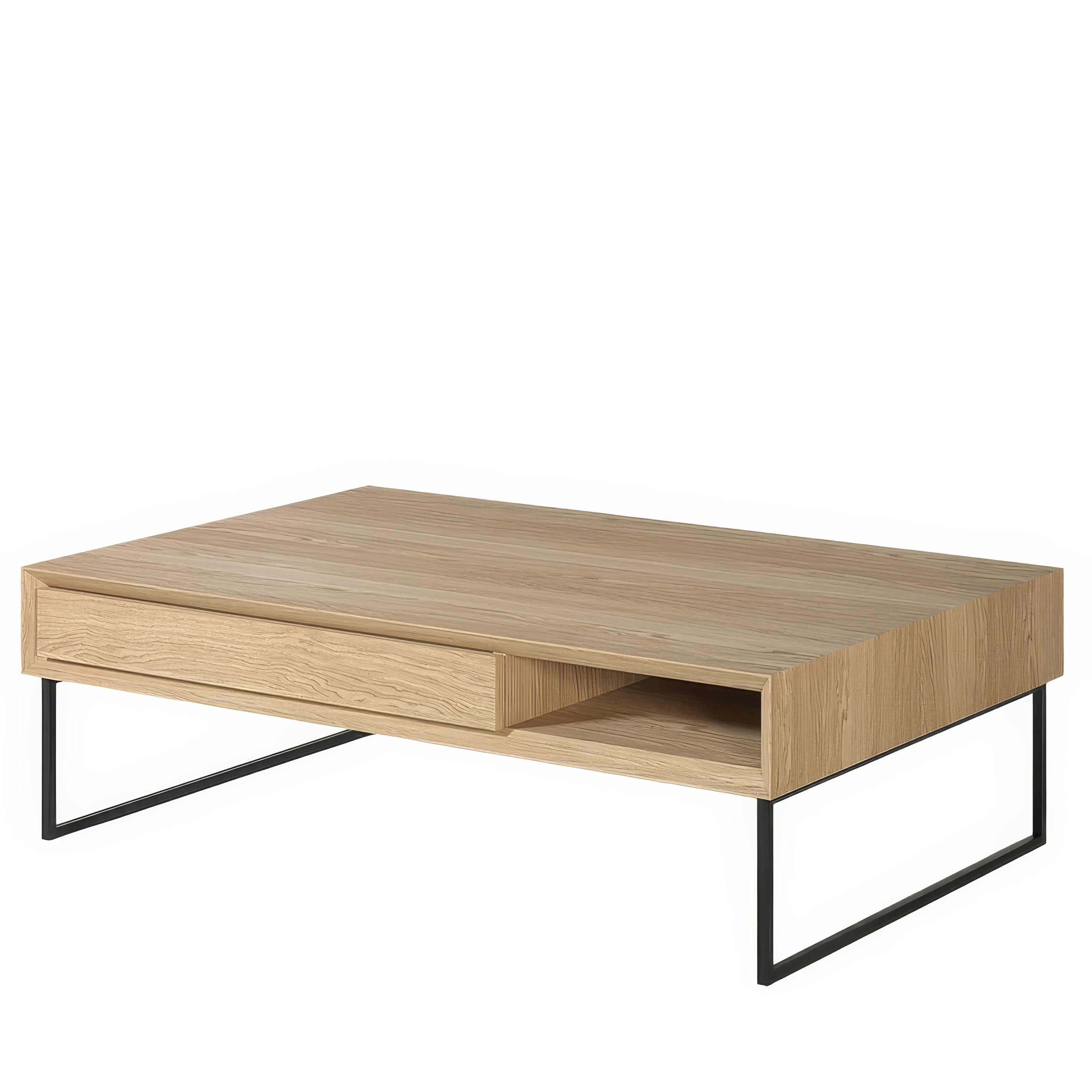 Table basse chêne massif tiroir étagère | Chêne LIGNART