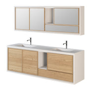 Meuble Salle de Bain Double Vasque Mural | Chêne LIGNART