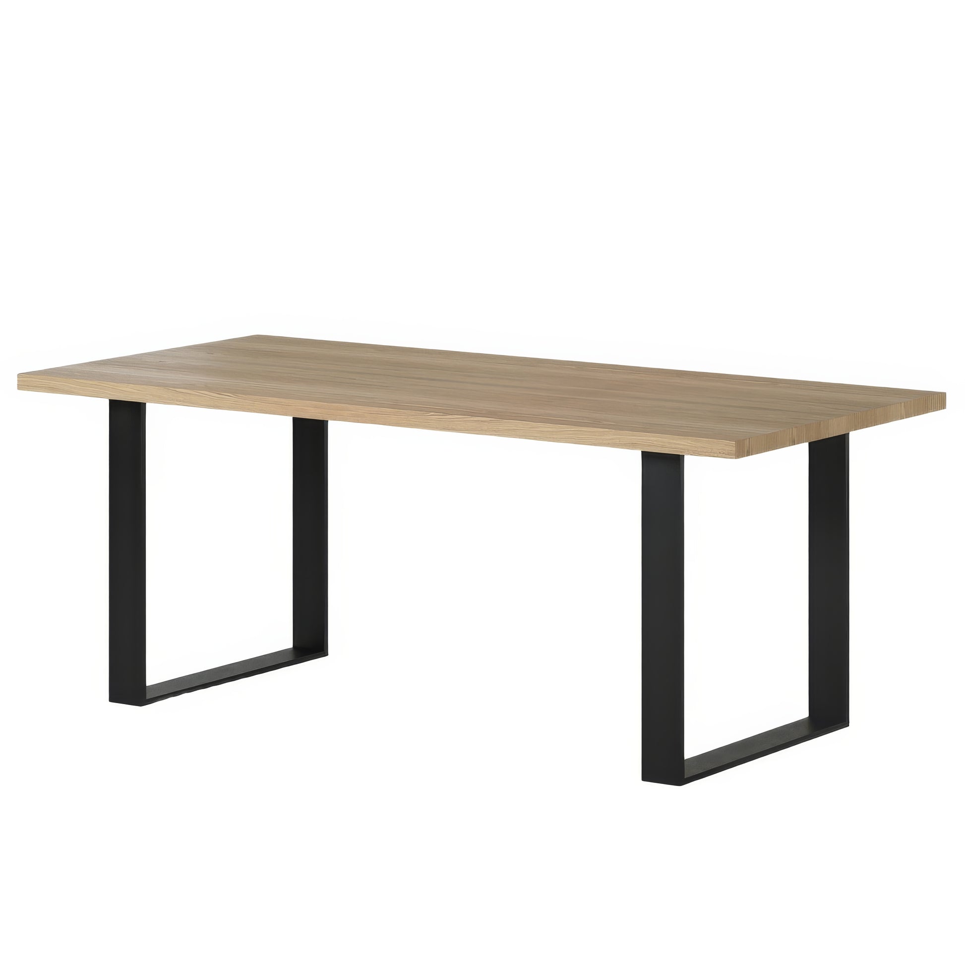 Table à Manger Design Chêne Clair Pieds Métal Noir | Chêne LIGNART