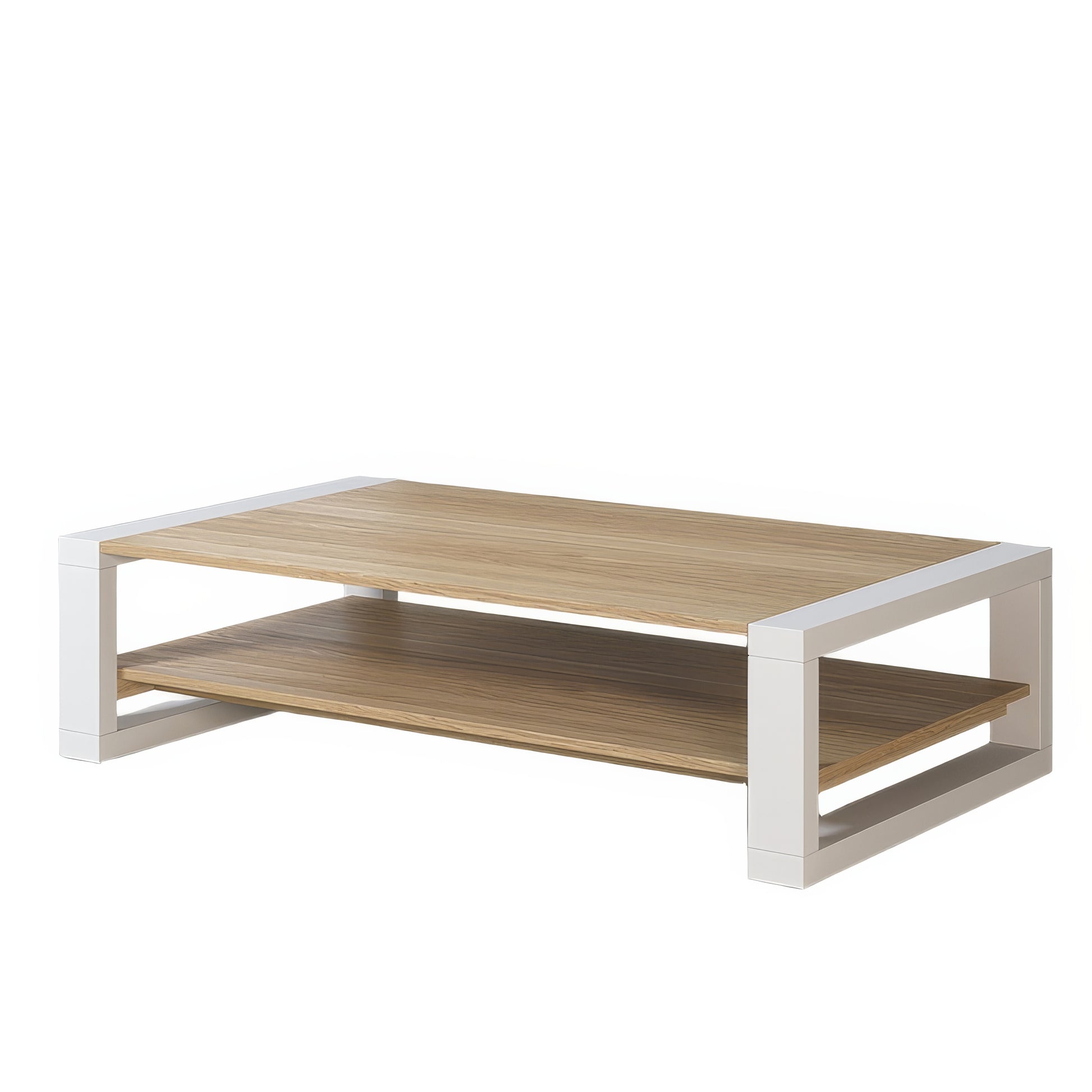 Table Basse Étagère Chêne Massif Blanc | Chêne LIGNART