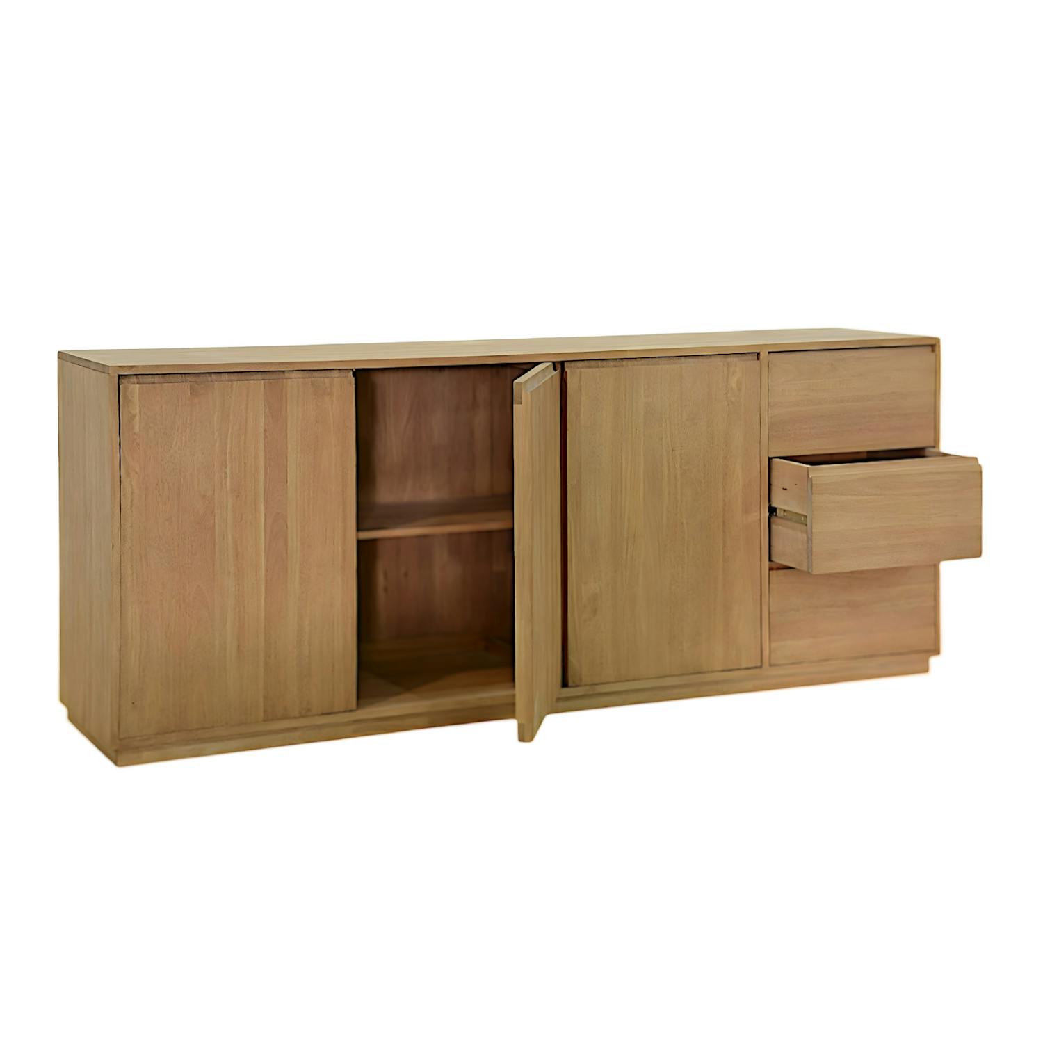 Enfilade / Buffet long Hévéa 3 portes, 3 tiroirs 220x50x90cm BALTIC