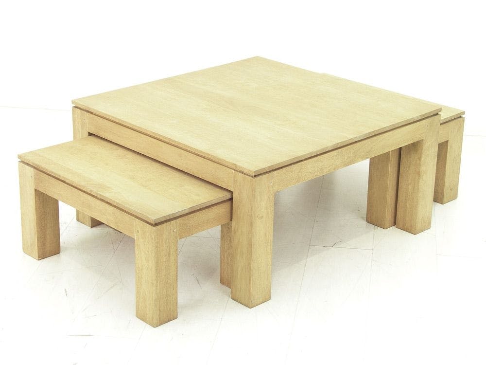 Ensemble de 3 tables basses hévéa HELENA