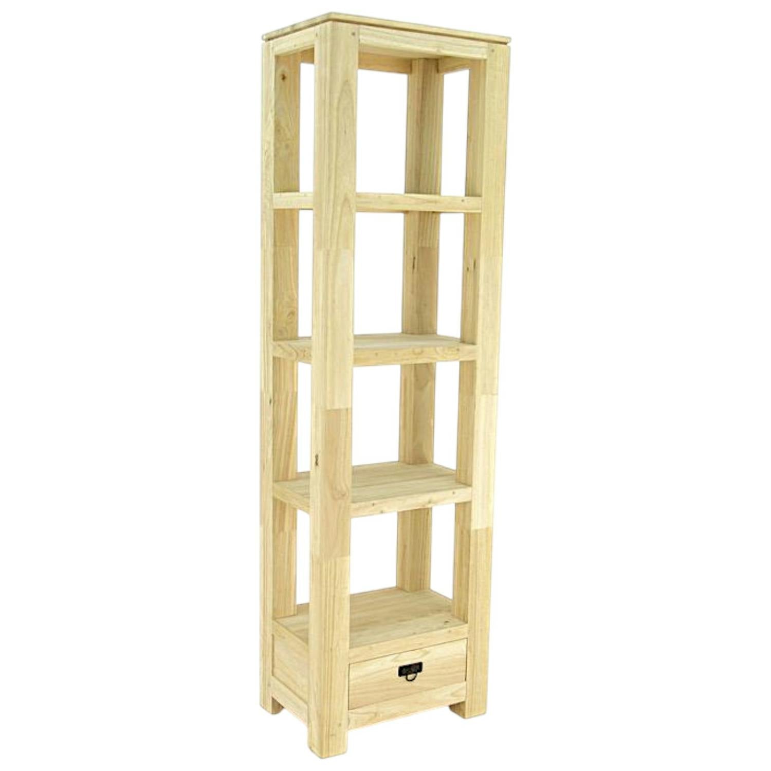 Etagère colonne 1 tiroir bois hévéa massif H190cm HELENA
