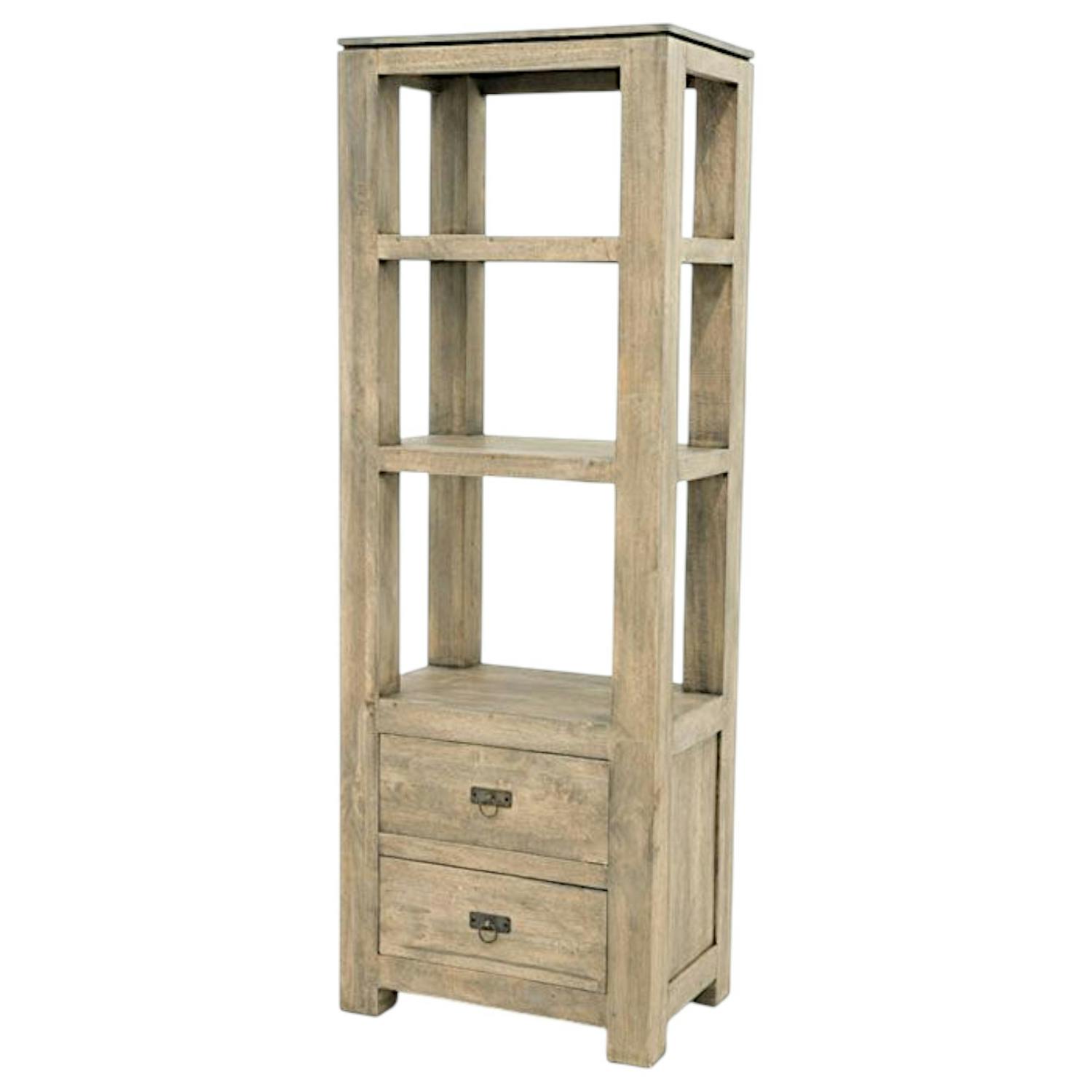 Etagère colonne 2 tirois hévéa massif H170cm HELENA