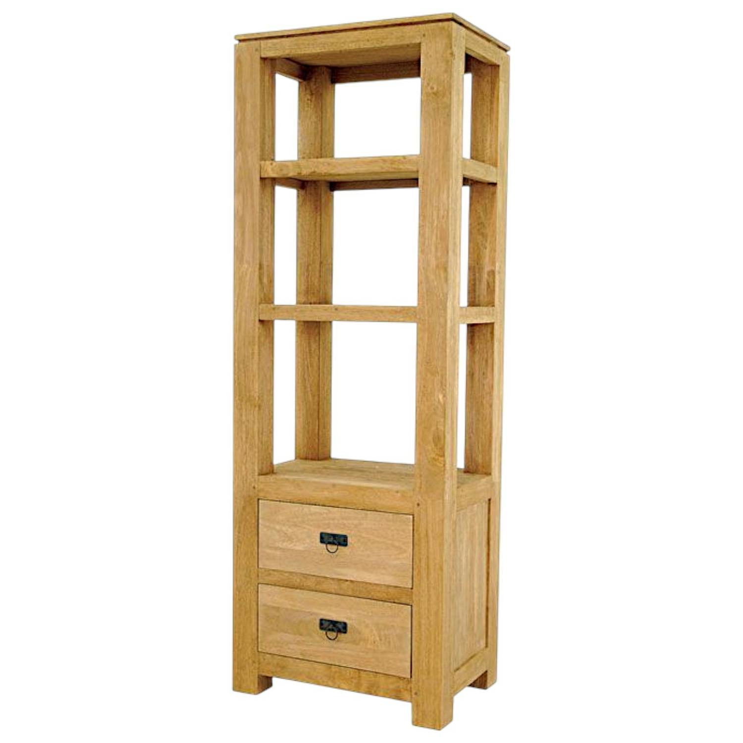 Etagère colonne 2 tirois hévéa massif H170cm HELENA