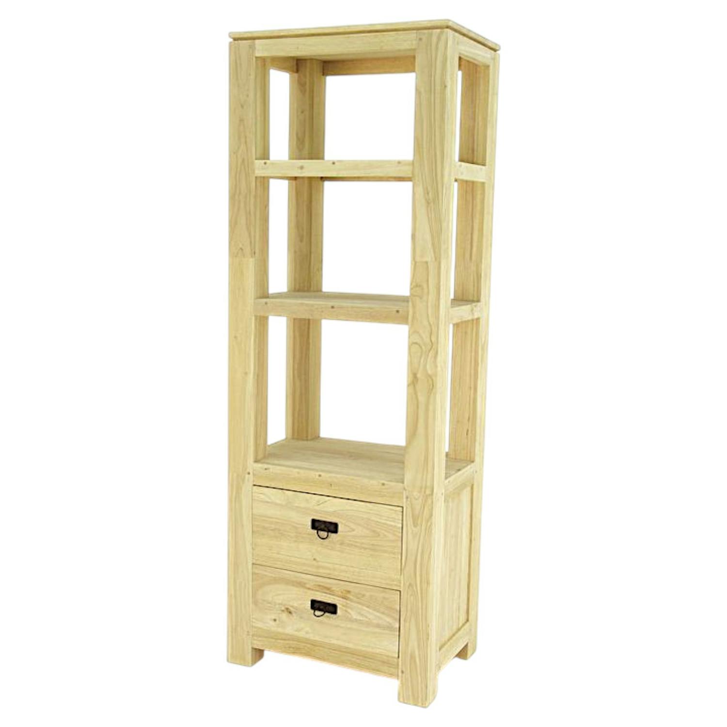 Etagère colonne 2 tirois hévéa massif H170cm HELENA