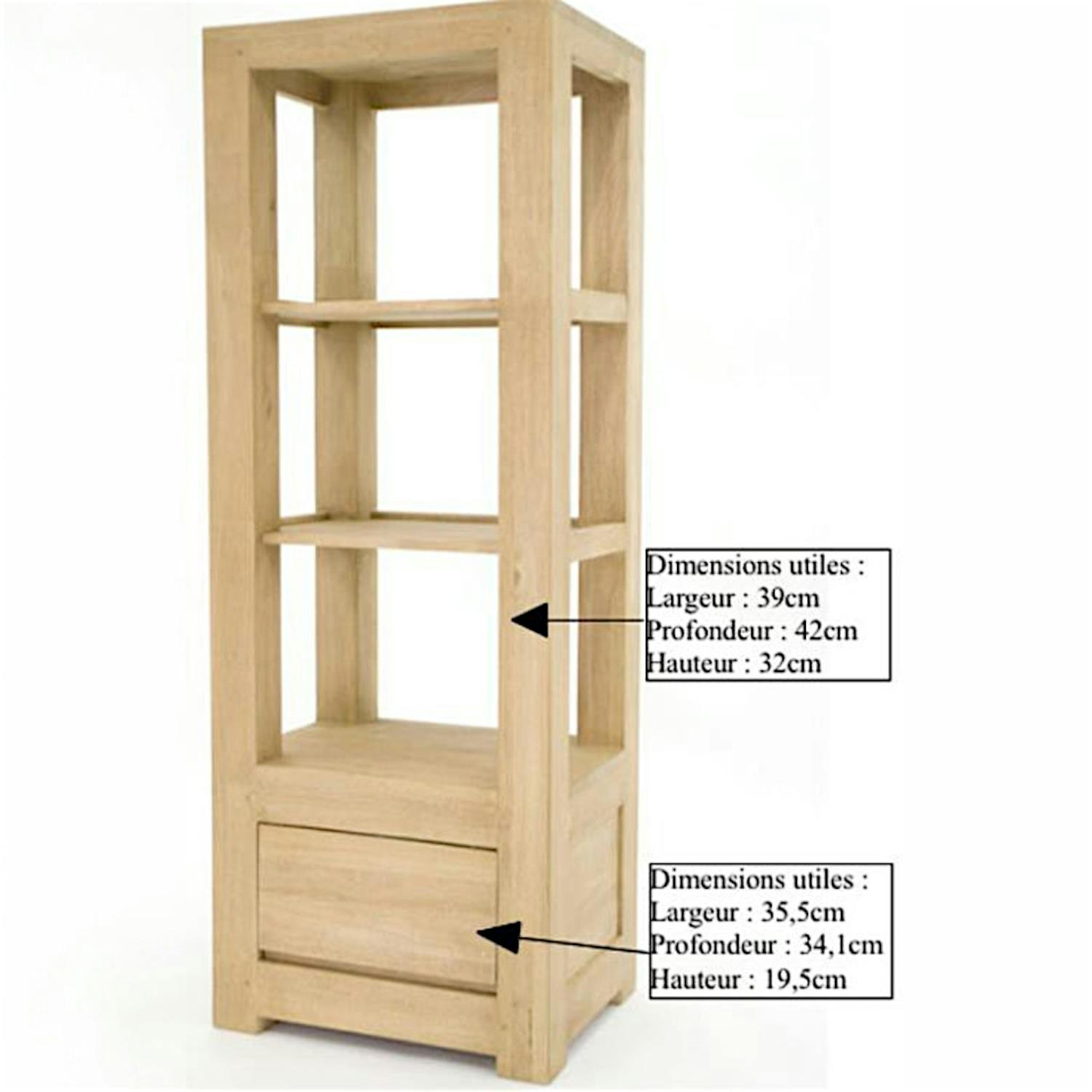 Etagère colonne moderne hévéa 146cm OLGA