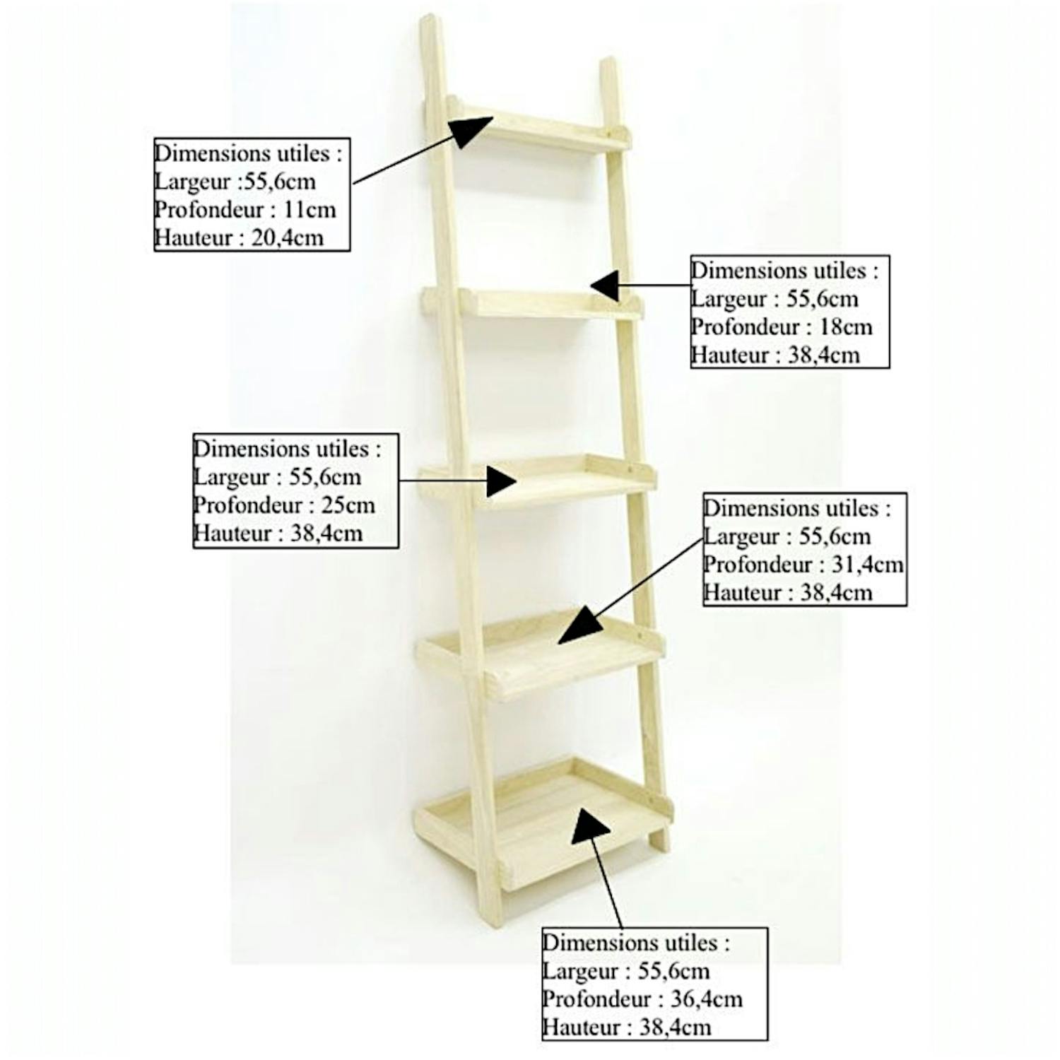 Etagère escalier hévéa H190cm HELENA