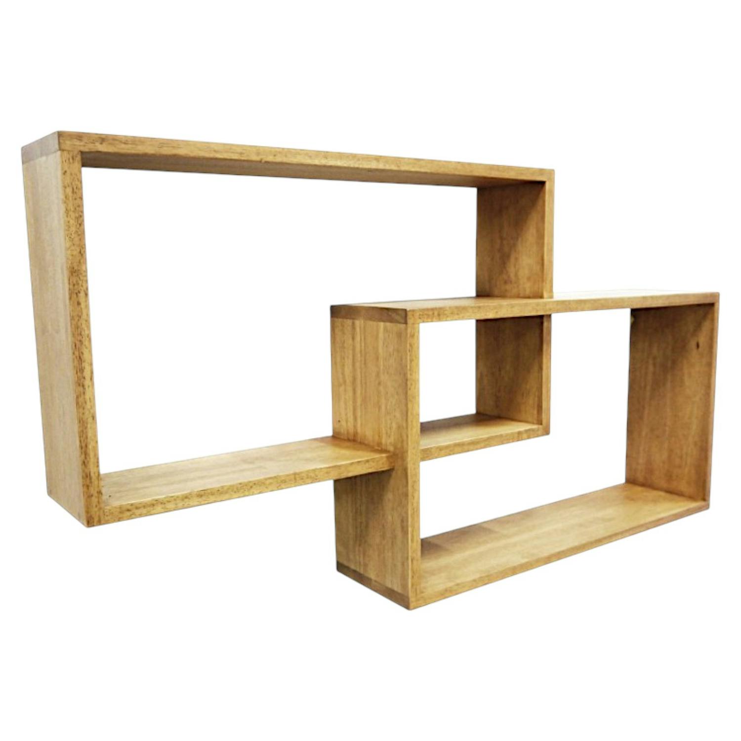 Etagère murale asymétrique hévéa 110x18x60cm MAORI