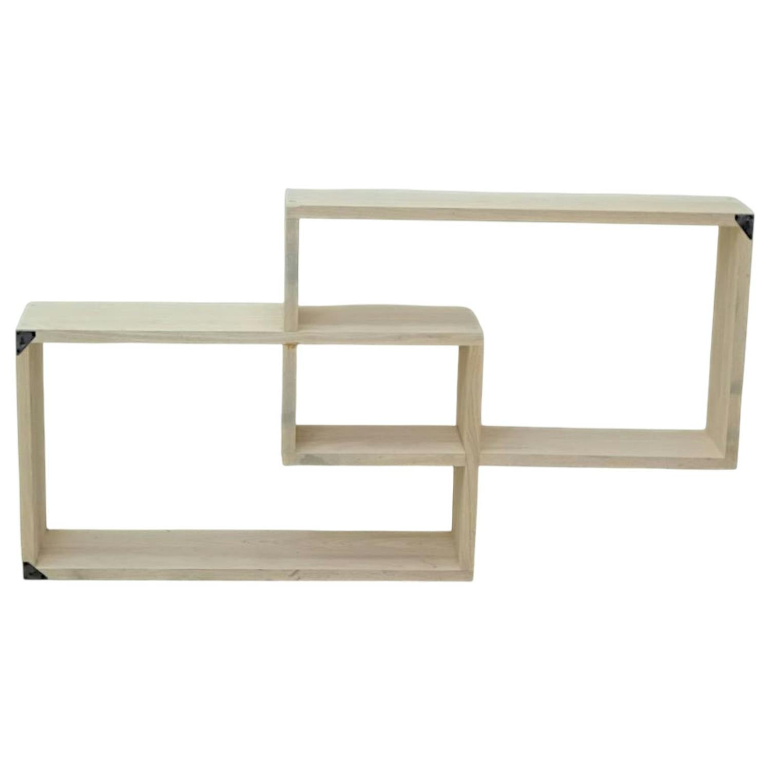 Etagère murale asymétrique hévéa 110x18x60cm MAORI