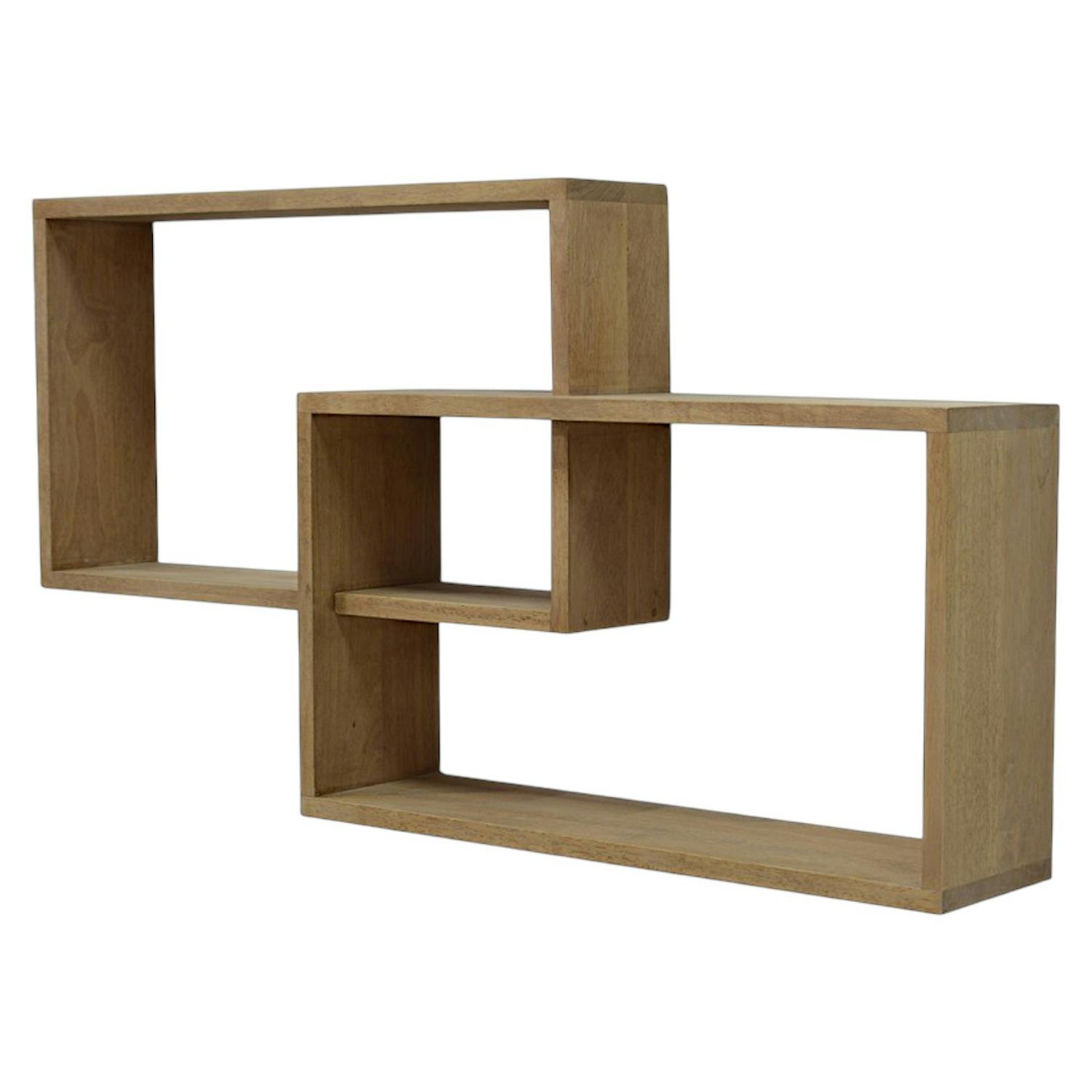 Etagère murale asymétrique hévéa 110x18x60cm MAORI