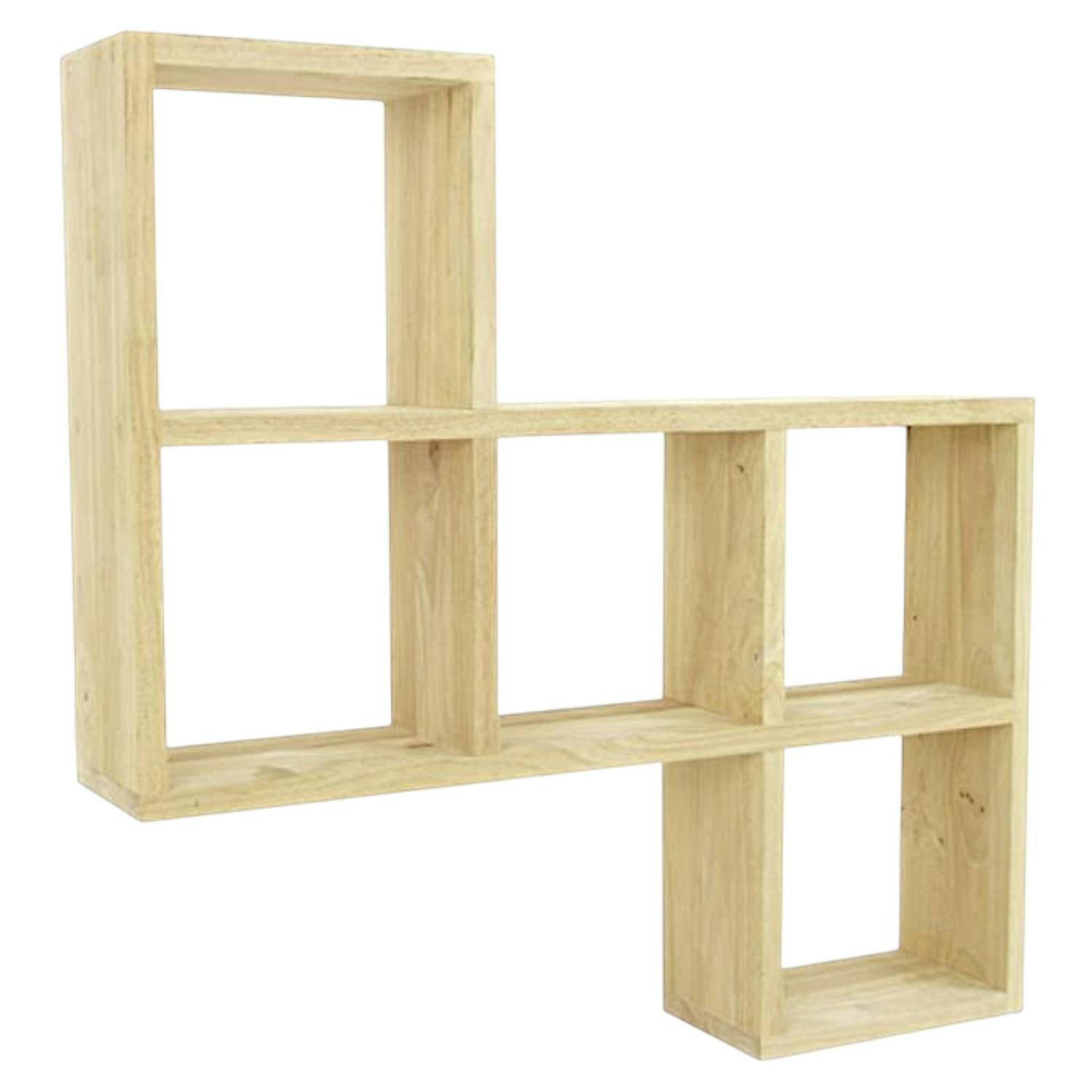 Etagère murale asymétrique hévéa 72x14x72cm MAORI