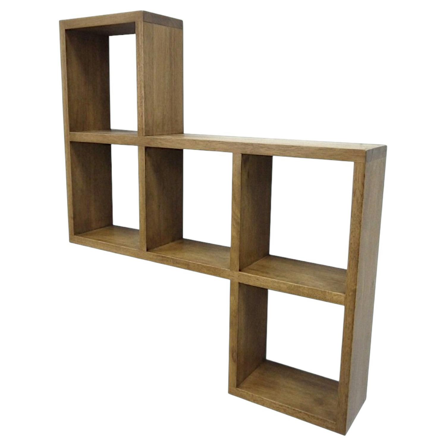 Etagère murale asymétrique hévéa 72x14x72cm MAORI