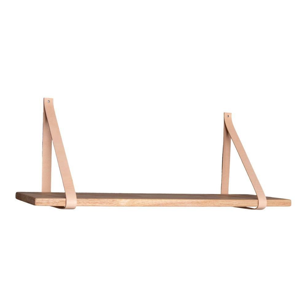 Etagère murale en bois et cuir brun 120 cm TALLINN