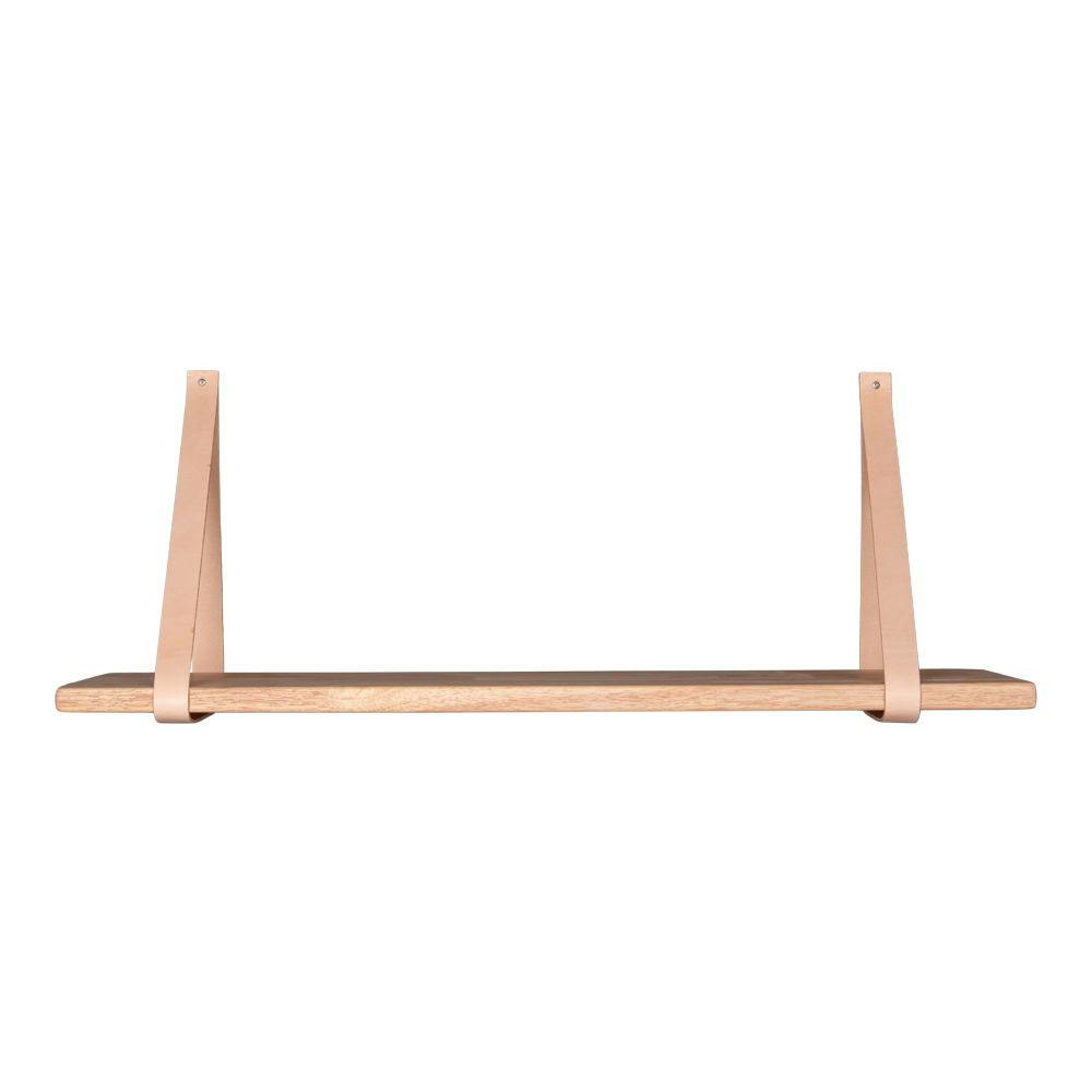 Etagère murale en bois et cuir brun 120 cm TALLINN