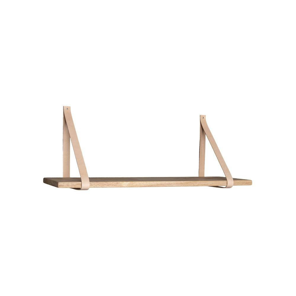 Etagère murale en bois et cuir brun 120 cm TALLINN