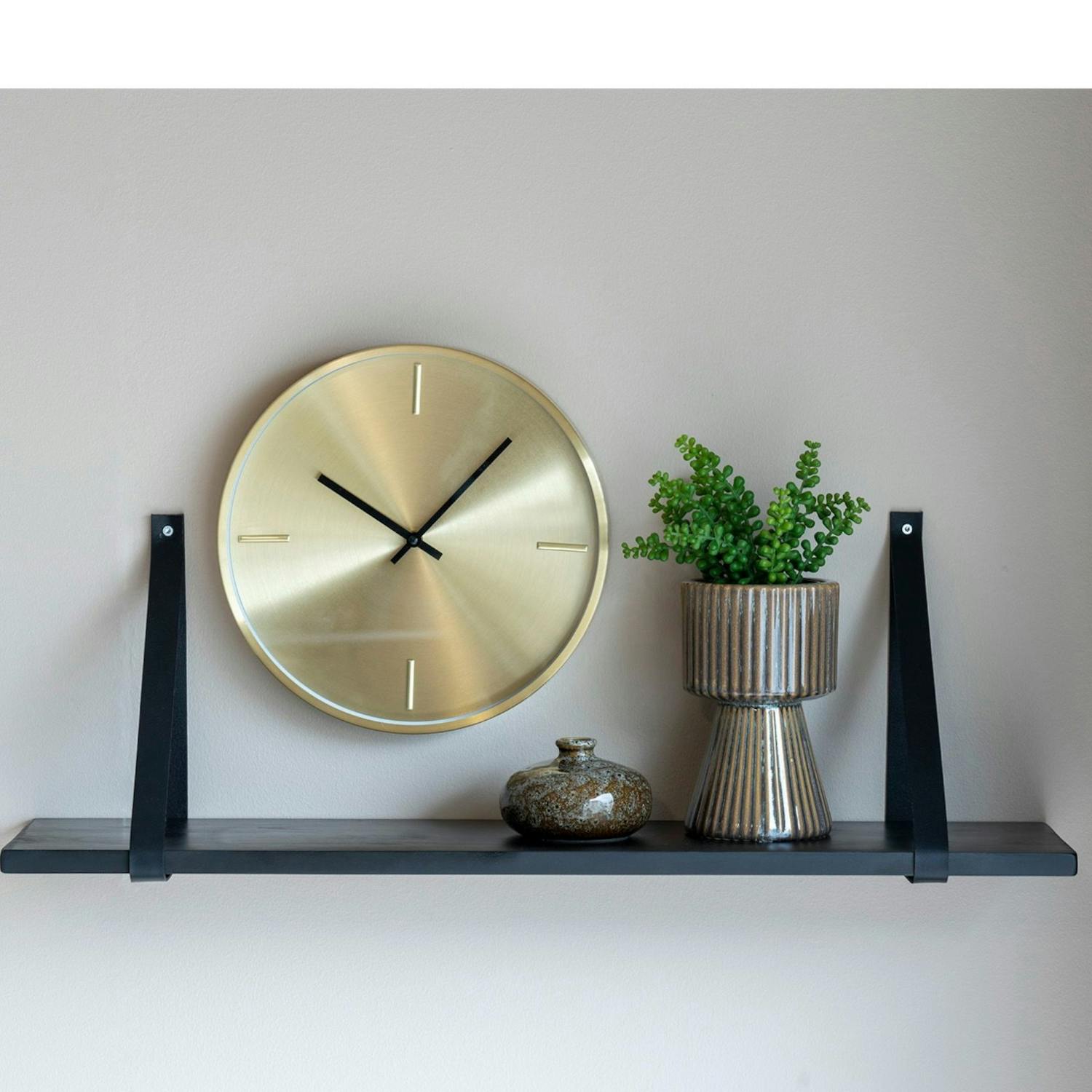 Etagère murale en bois et cuir brun 120 cm TALLINN