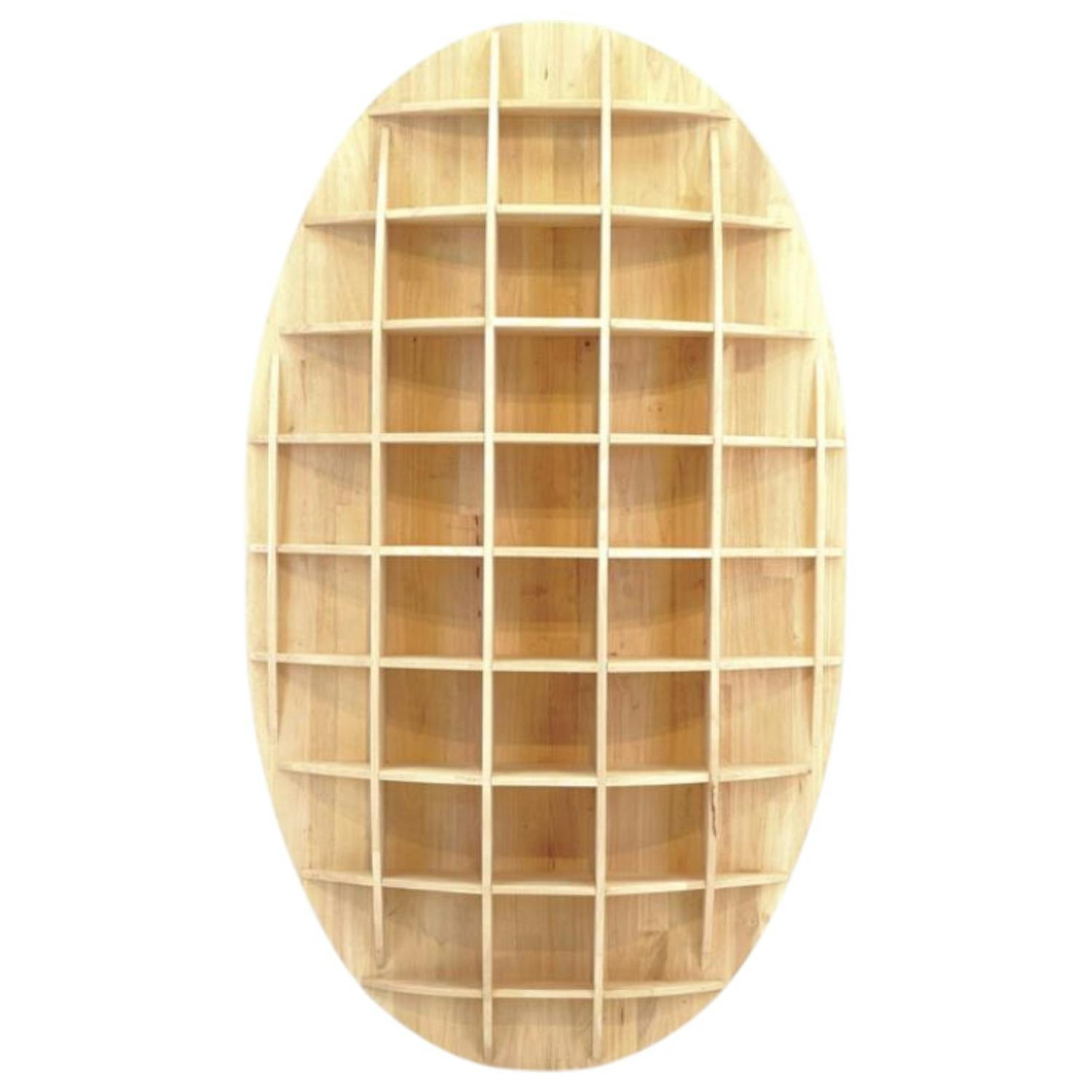 Etagère murale ovale range CD hévéa 150x18x90cm MAORI