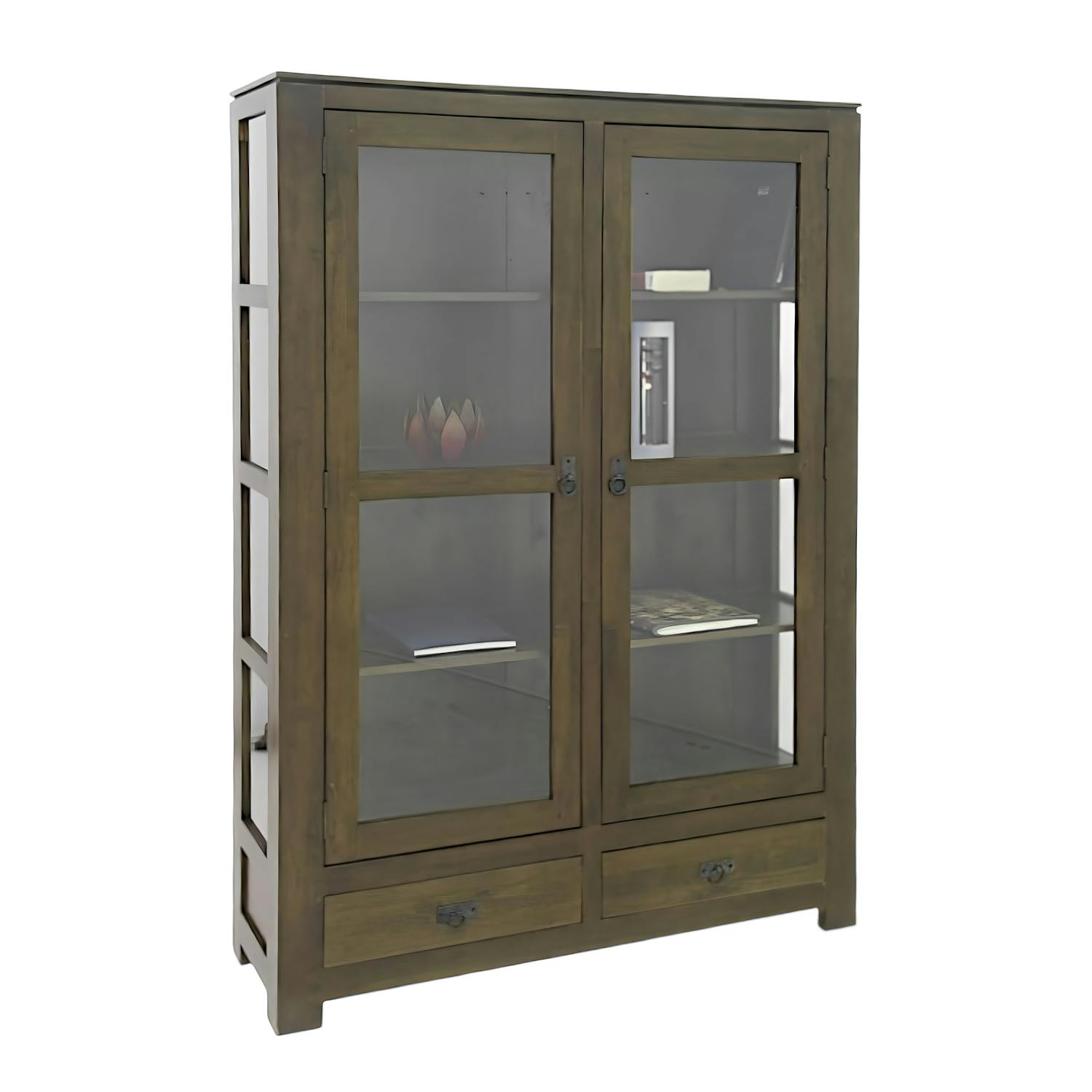 Etagère vitrée hévéa 120cm HELENA