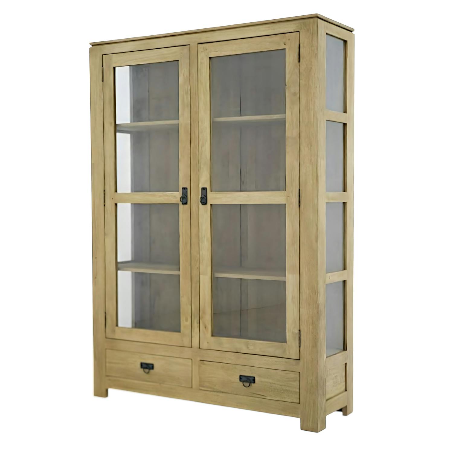 Etagère vitrée hévéa 120cm HELENA