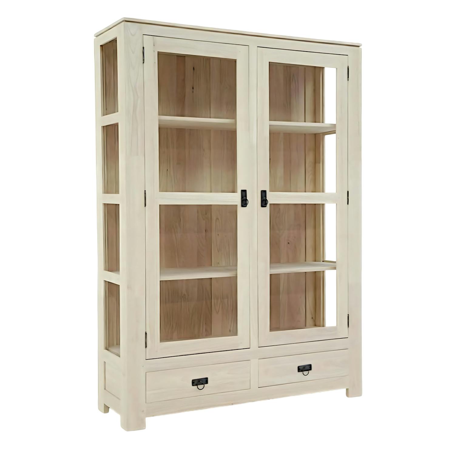 Etagère vitrée hévéa 120cm HELENA