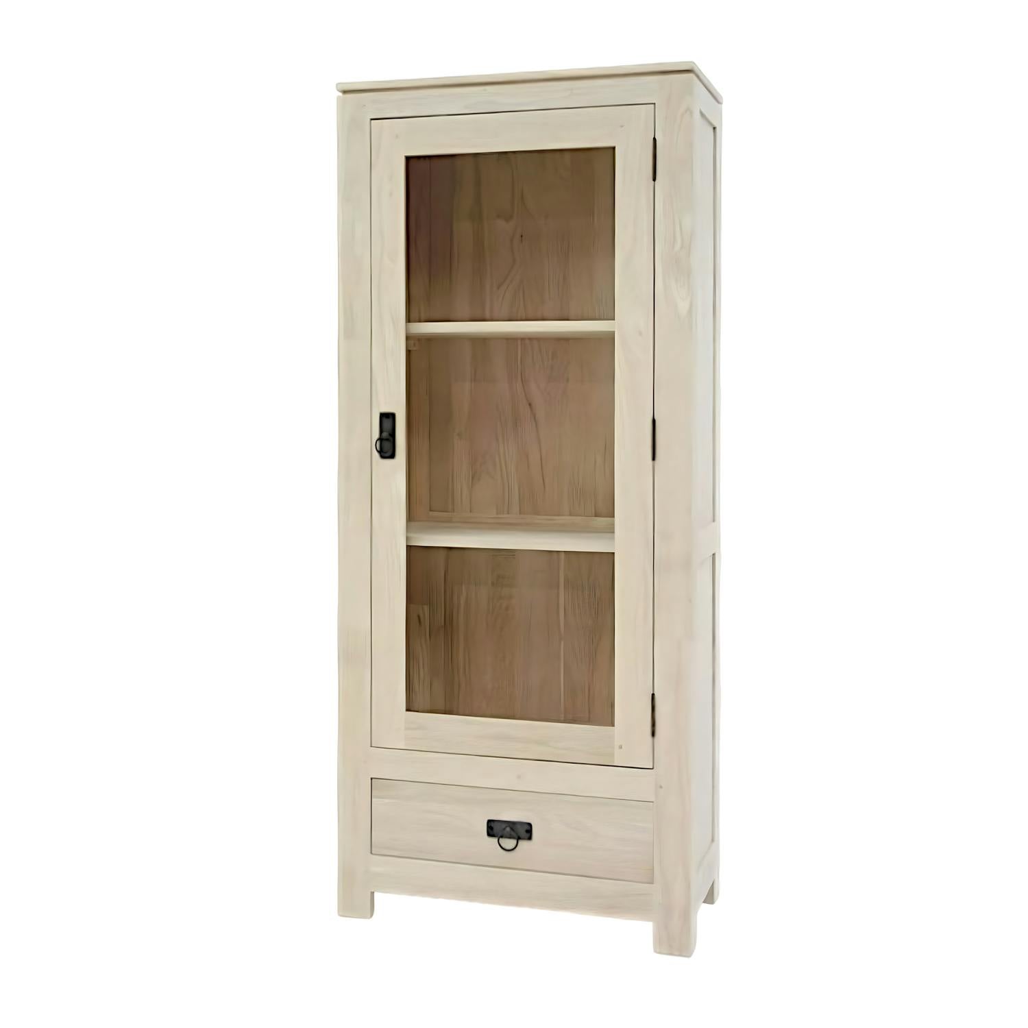 Etagère vitrée hévéa 60x140cm HELENA
