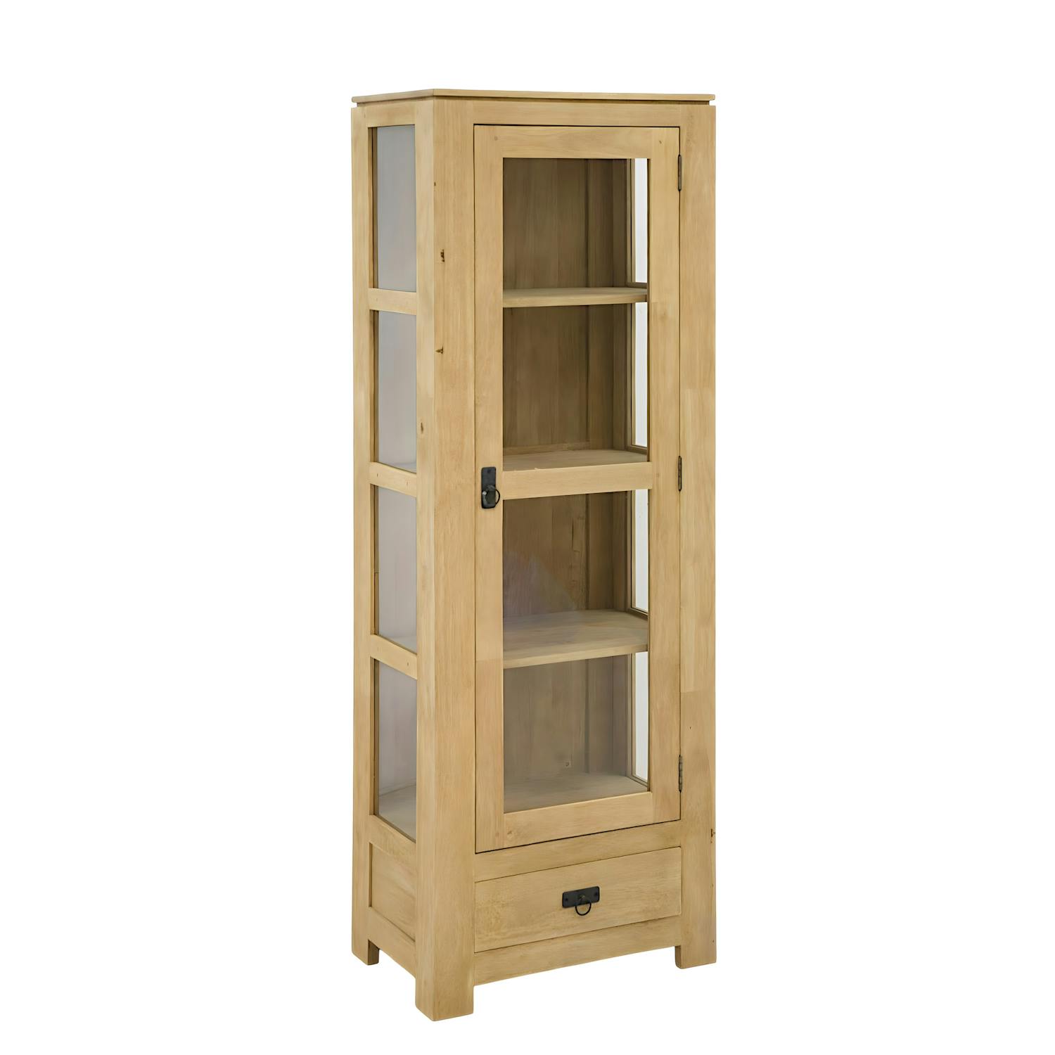 Etagère vitrée hévéa 60x170cm HELENA