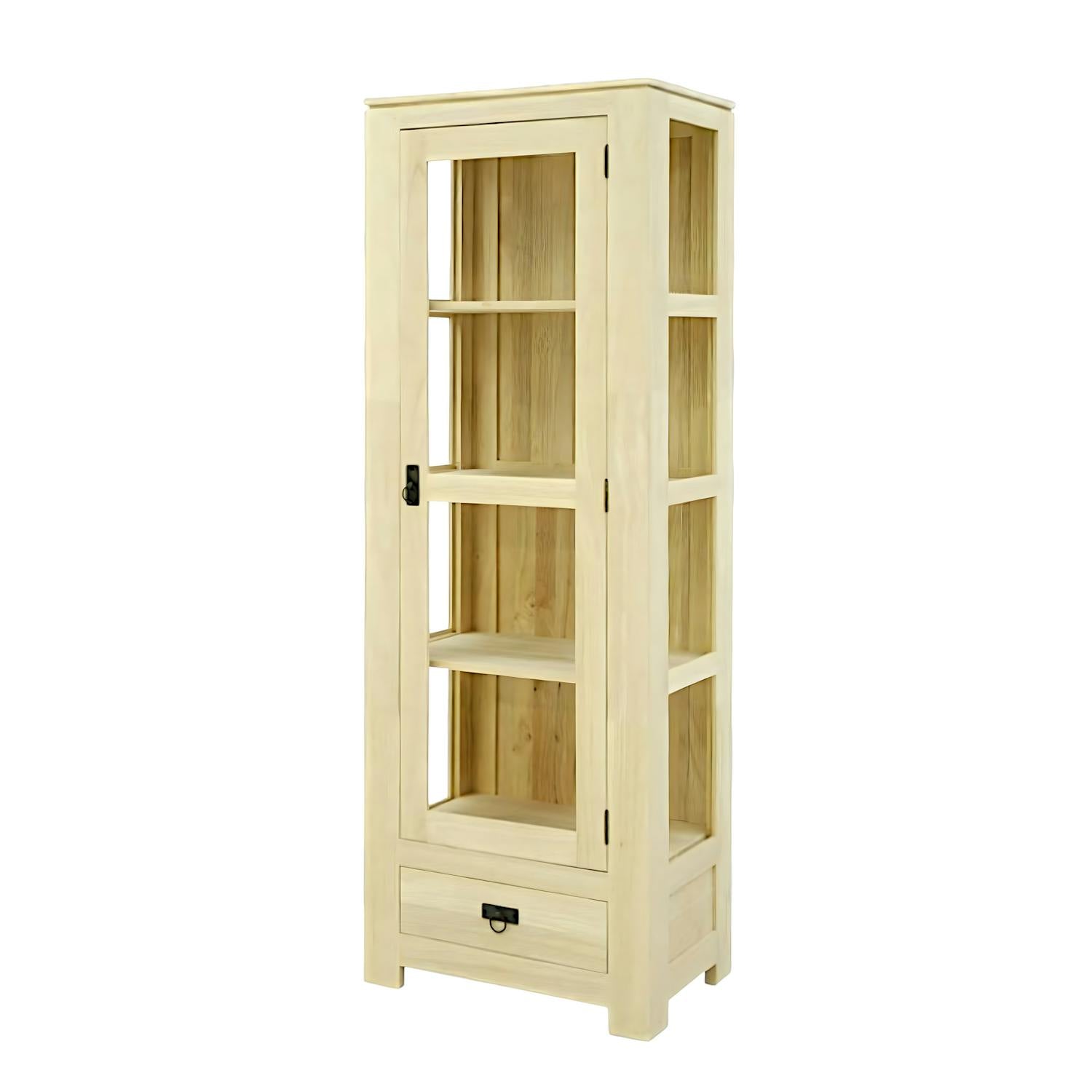 Etagère vitrée hévéa 60x170cm HELENA