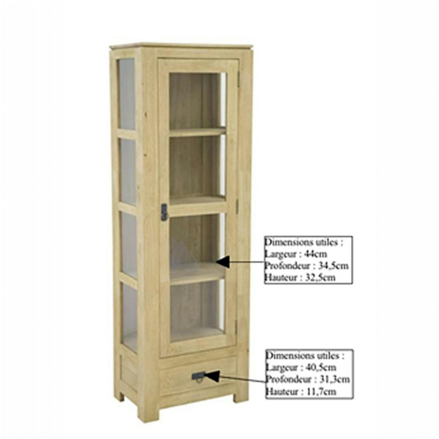 Etagère vitrée hévéa 60x170cm HELENA
