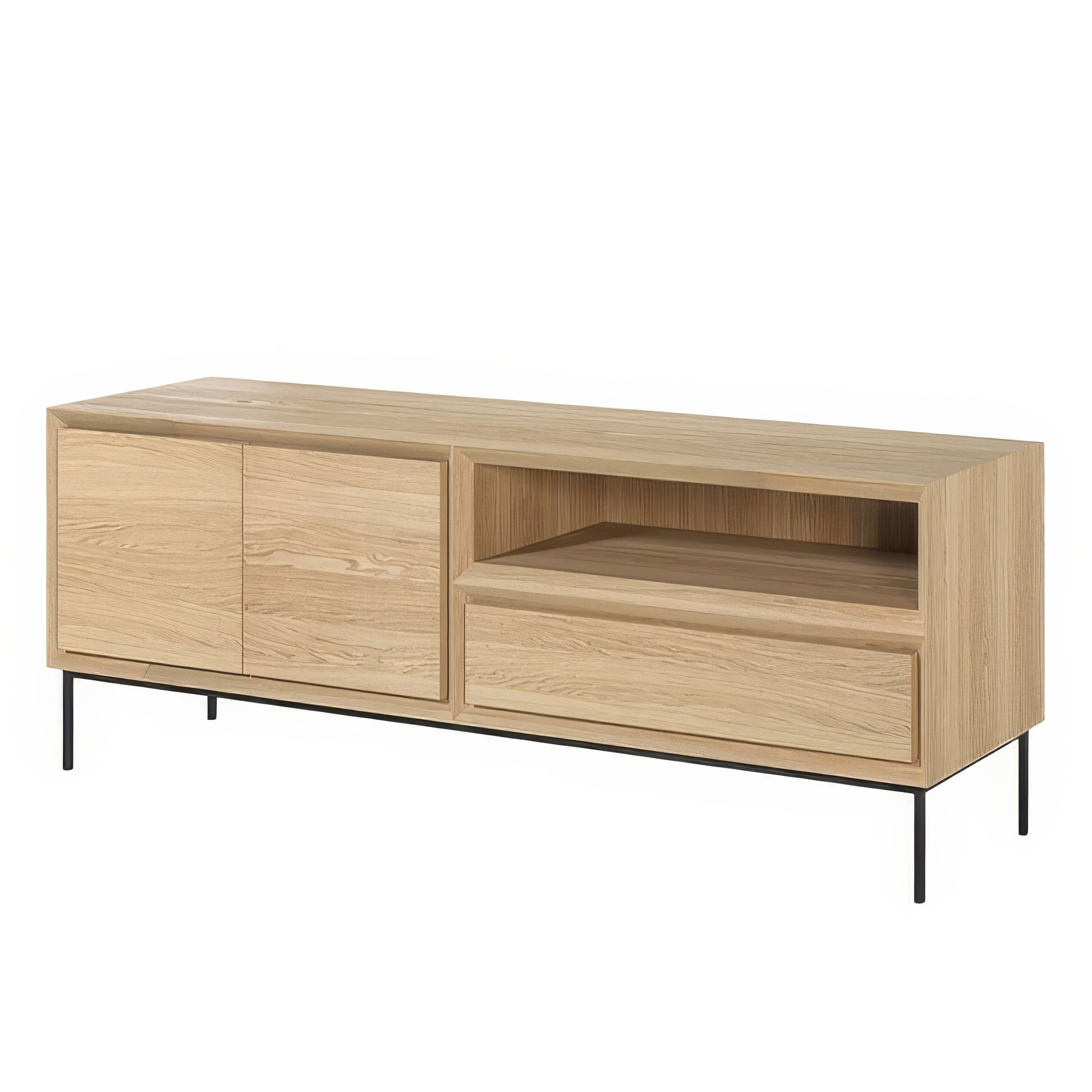 Meuble TV Chêne Clair Portes Tiroir | Chêne LIGNART