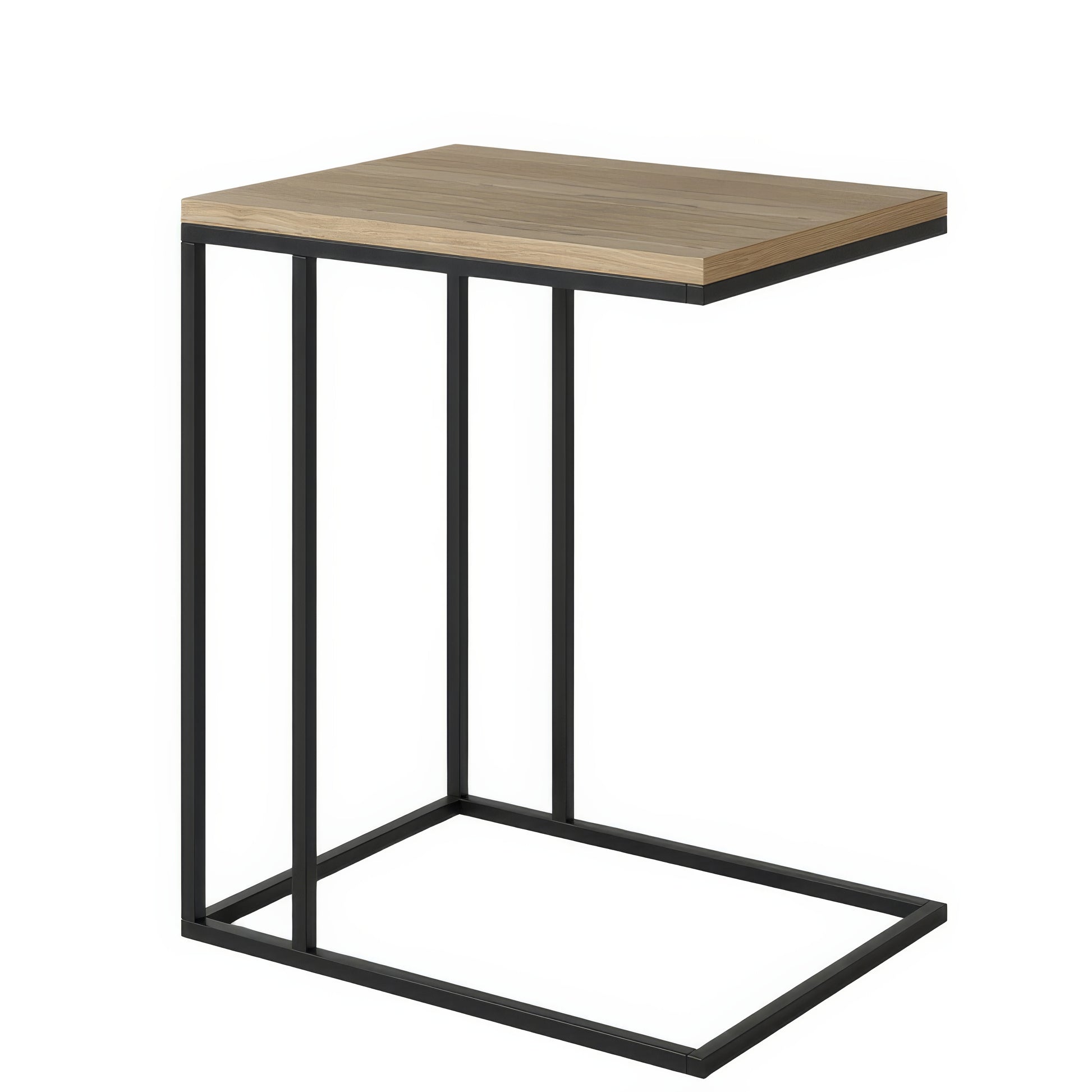 Table de Chevet Moderne Chêne Clair Métal Noir | Chêne LIGNART