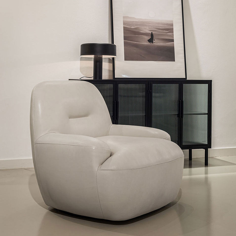 Fauteuil en cuir Uma avec pied pivotant – Nature n°4AN – Taille standard
