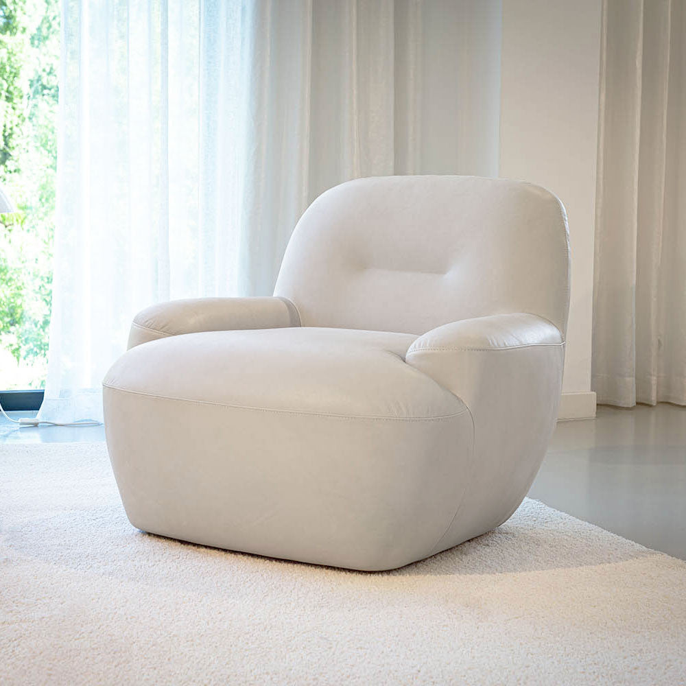 Fauteuil en cuir Uma avec pied pivotant – Nature n°4AN – Taille standard