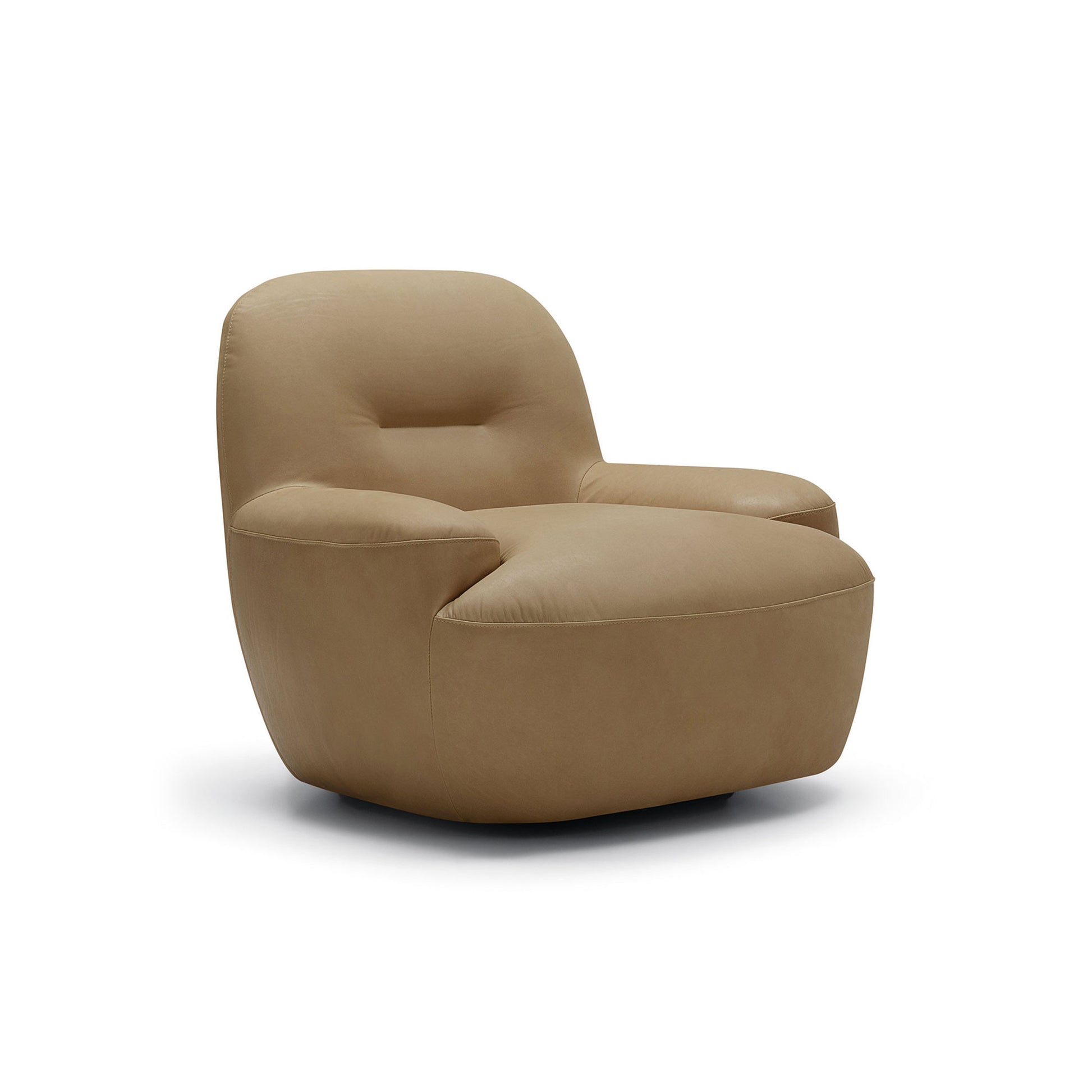 Fauteuil en cuir Uma avec pied pivotant – Latte n°1AN – Taille standard