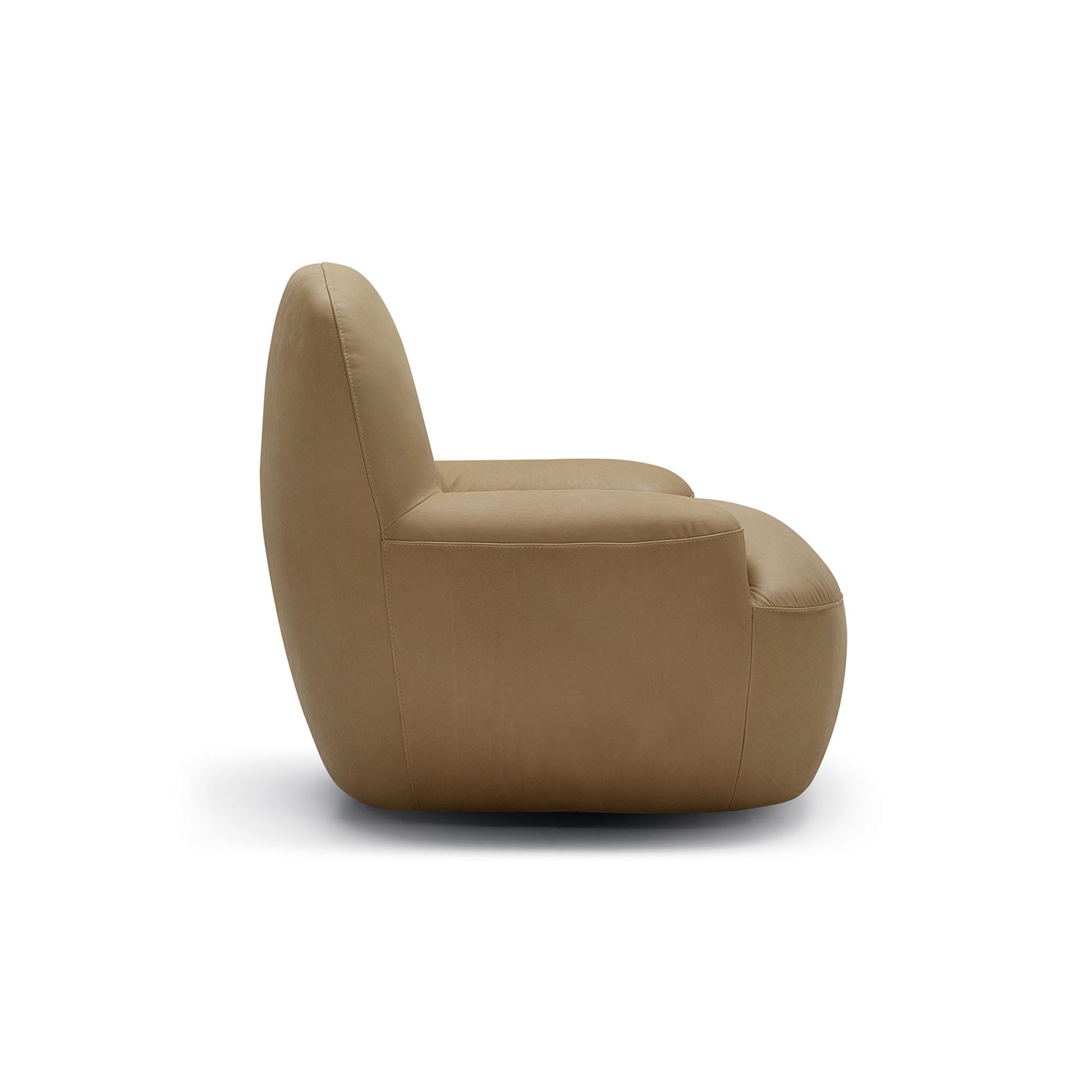 Fauteuil en cuir Uma avec pied pivotant – Latte n°1AN – Taille standard