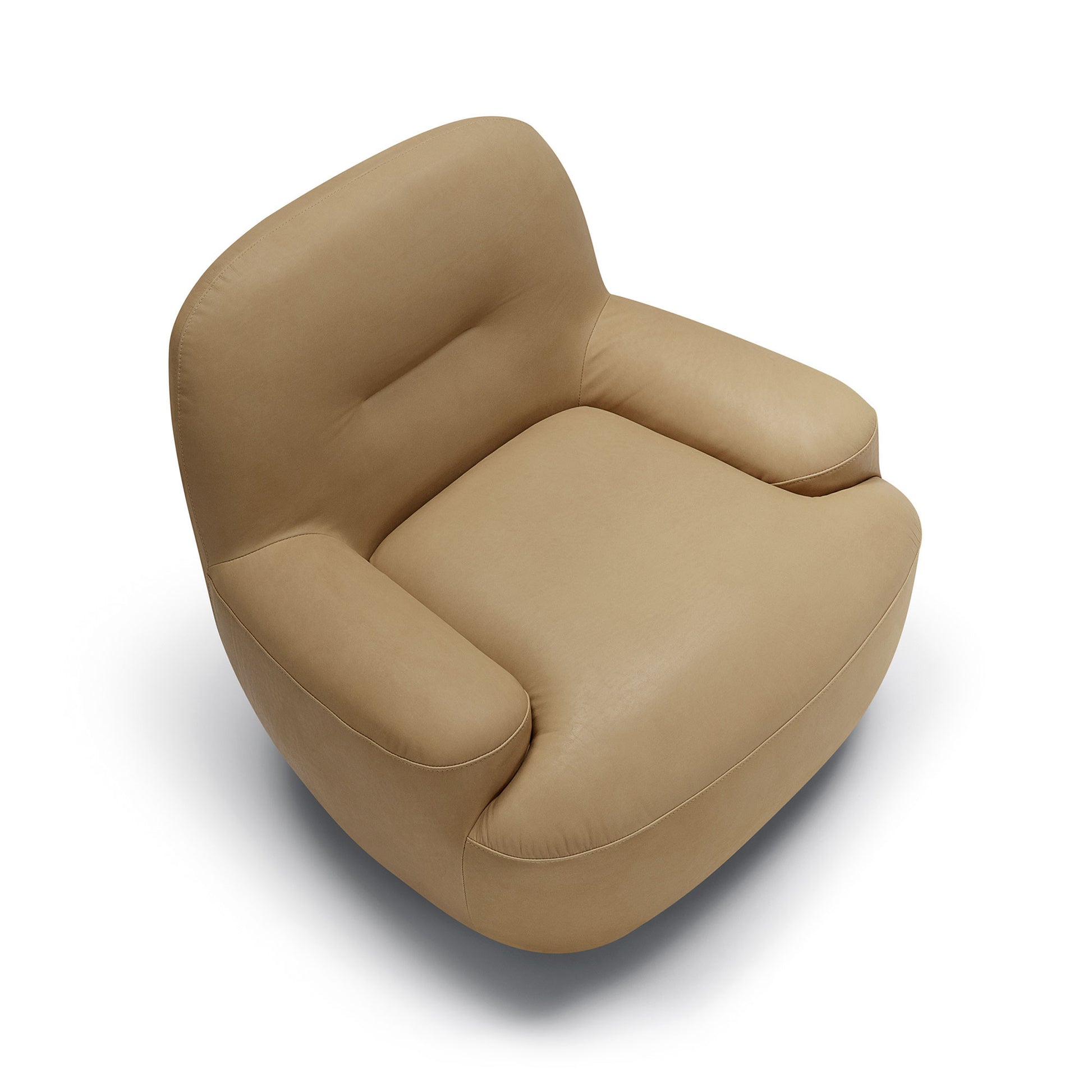 Fauteuil en cuir Uma avec pied pivotant – Latte n°1AN – Taille standard