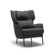 Fauteuil en tissu bouclette Alex avec pieds métal et repose-tête – Steel Grey n°8HE – Taille standard