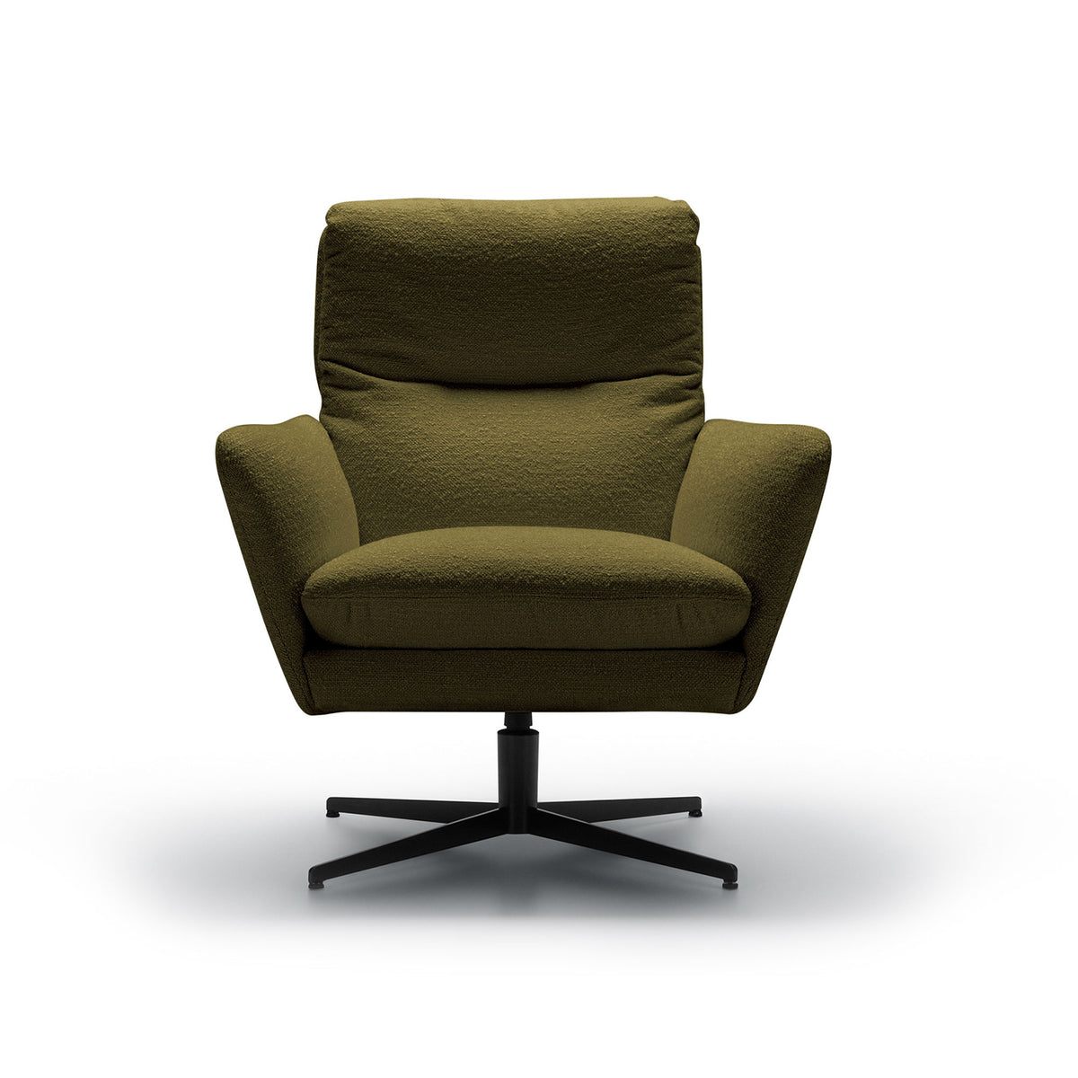 Fauteuil en tissu bouclette Amy avec pied pivotant – Mustard Green n°7HE – Taille standard