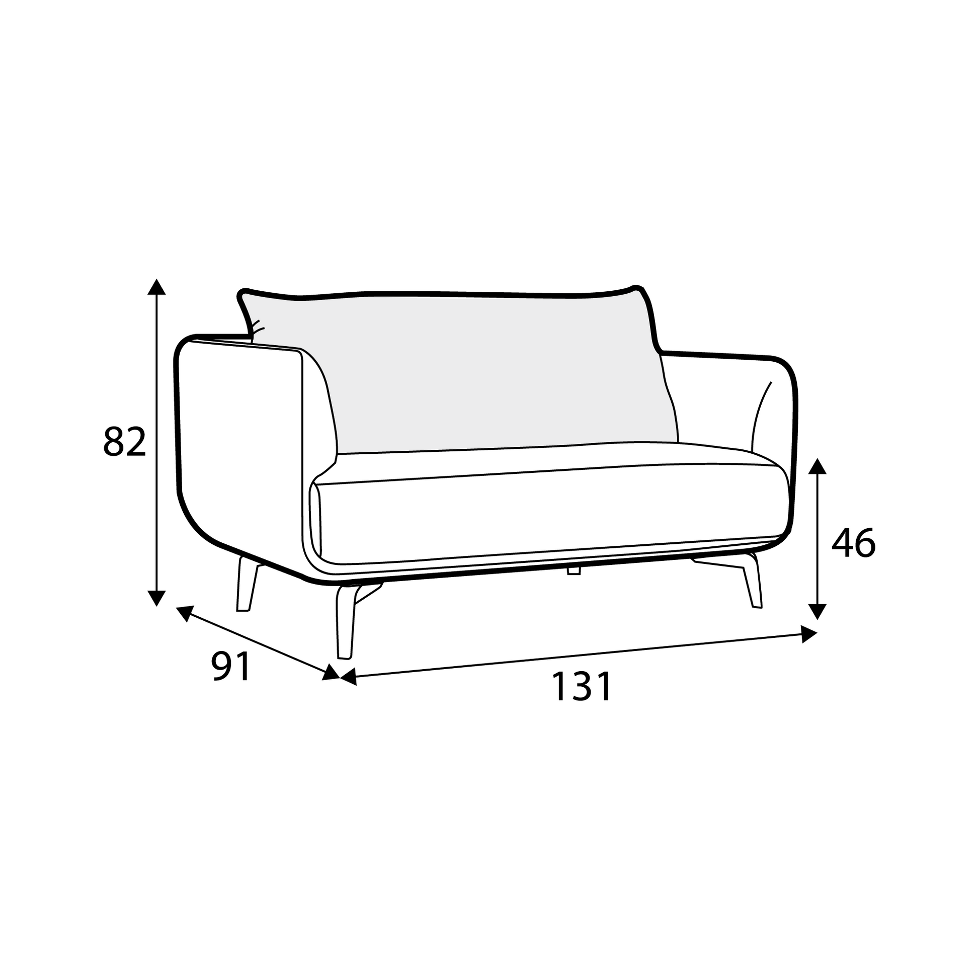 Fauteuil large en tissu bouclette Moa avec pieds bois – Nature n°1HE – Taille standard