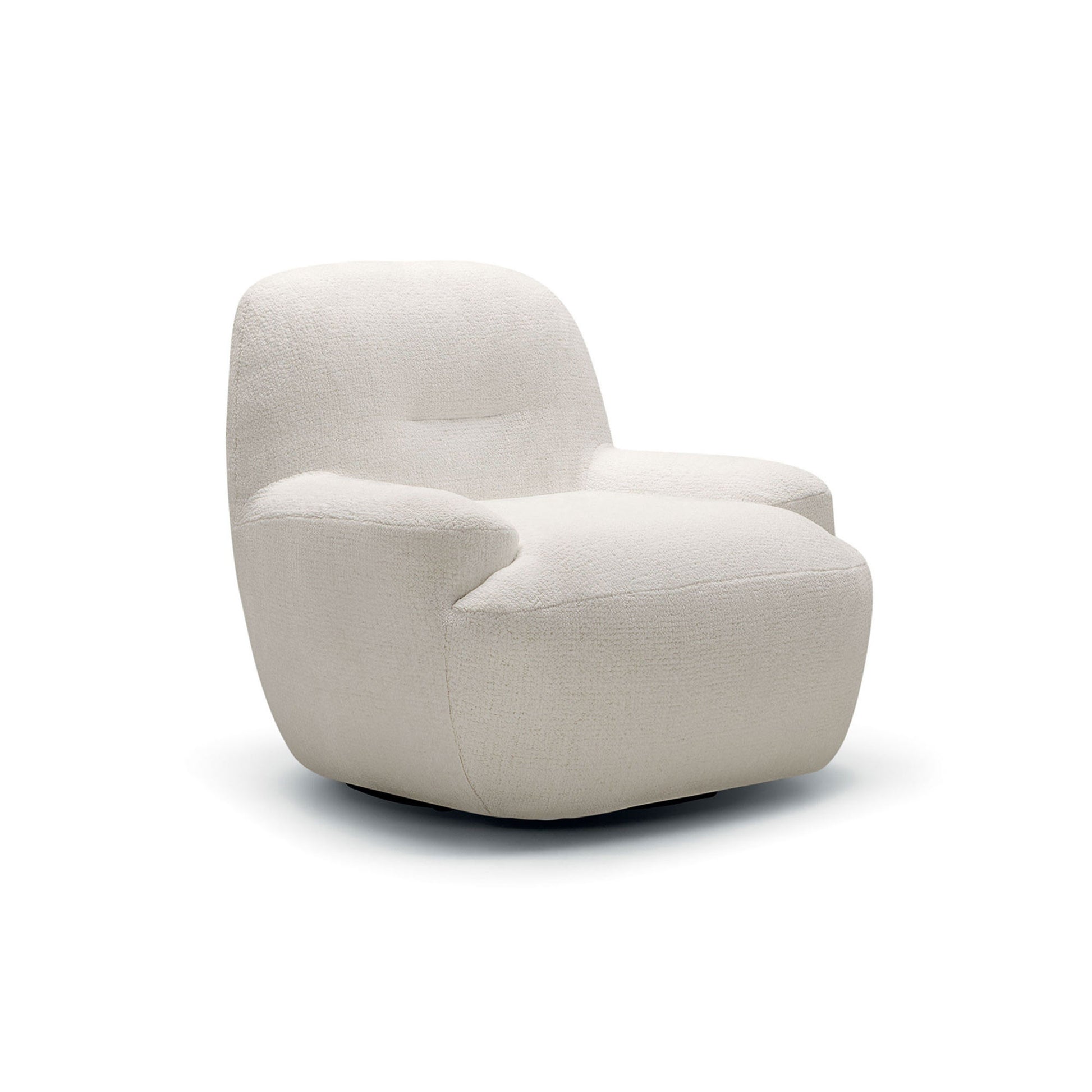 Fauteuil en tissu chenille 100% recyclé Uma avec pied pivotant – Off-White n°1SK – Taille standard