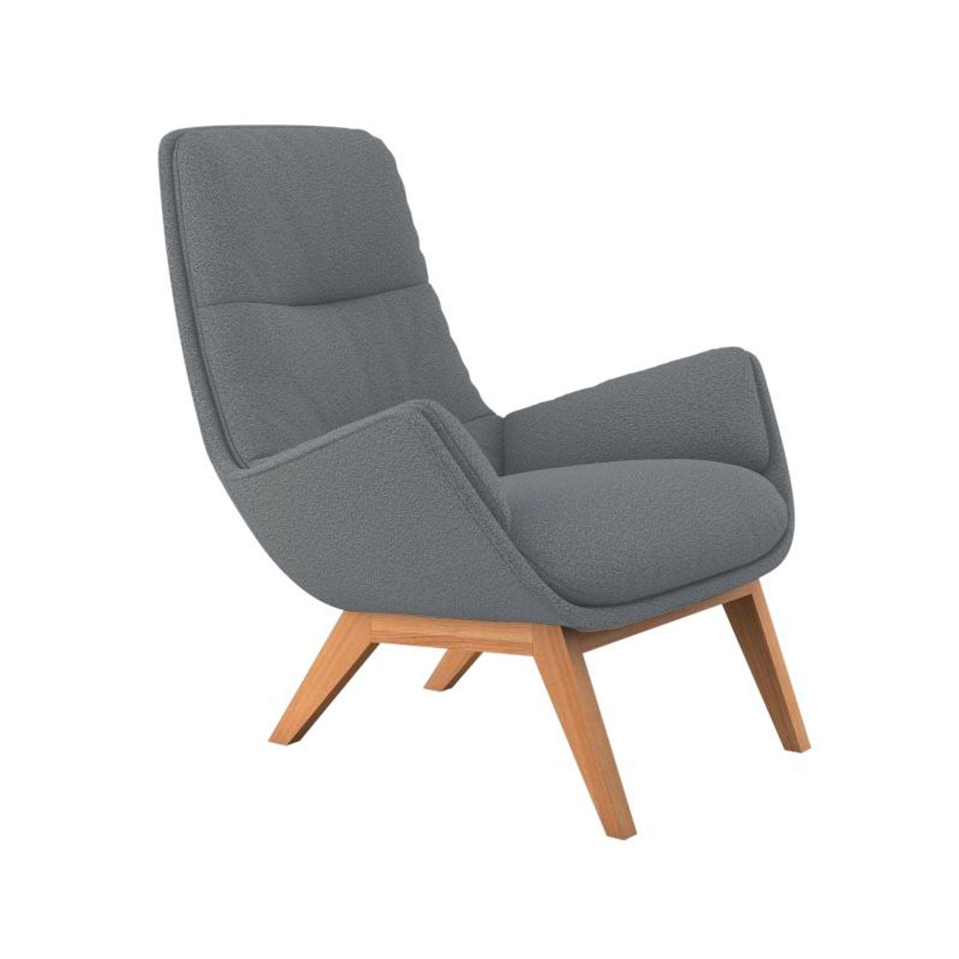 Fauteuil en tissu effet bouclé Moro avec repose-pieds – Soft Grey n°1220 BO – Taille standard